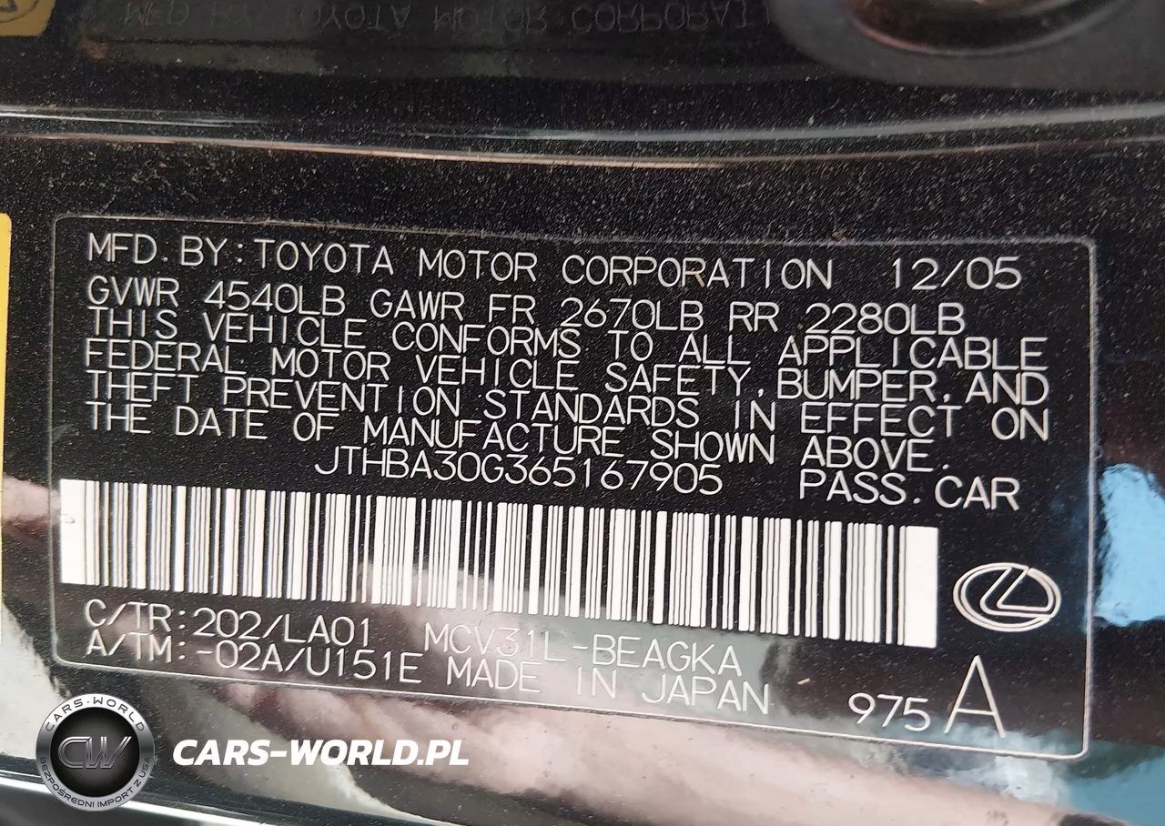 2006 Lexus Es 330 VIN:JTHBA30G365167905 - 9