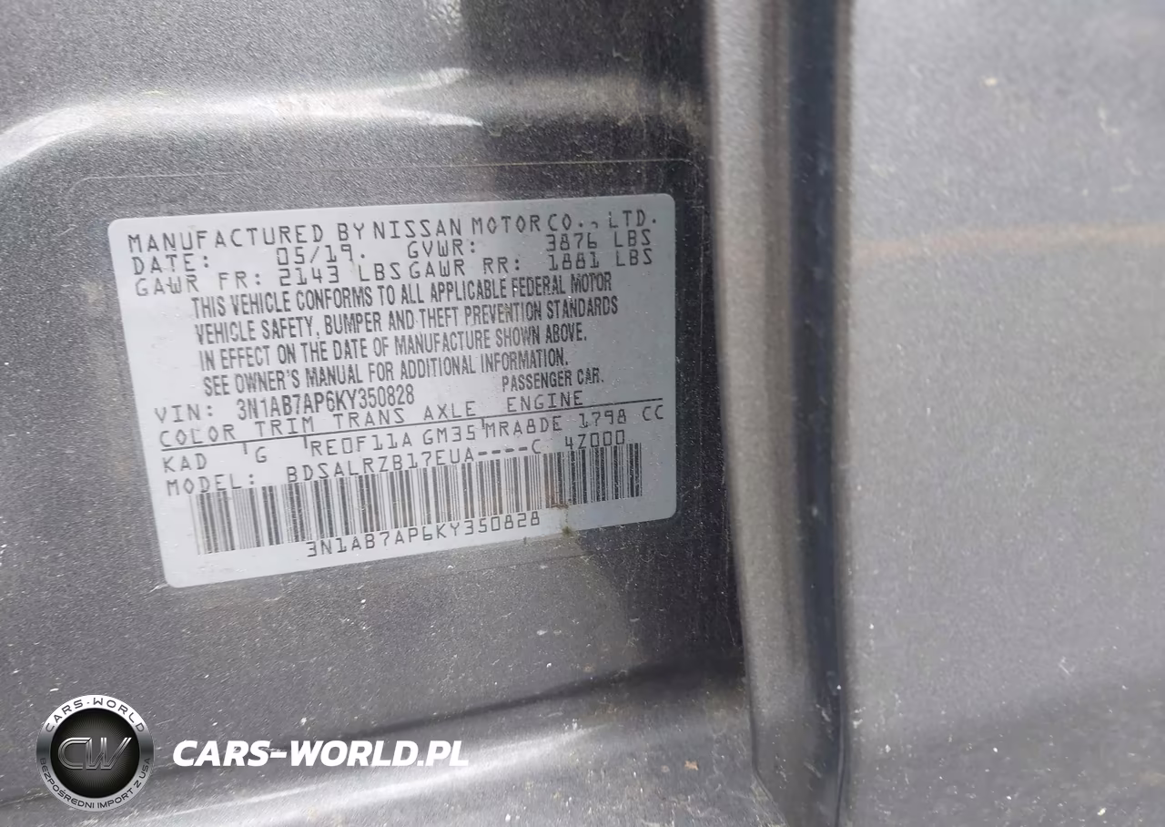 2019 Nissan Sentra Sr VIN:3N1AB7AP6KY350828 - 9