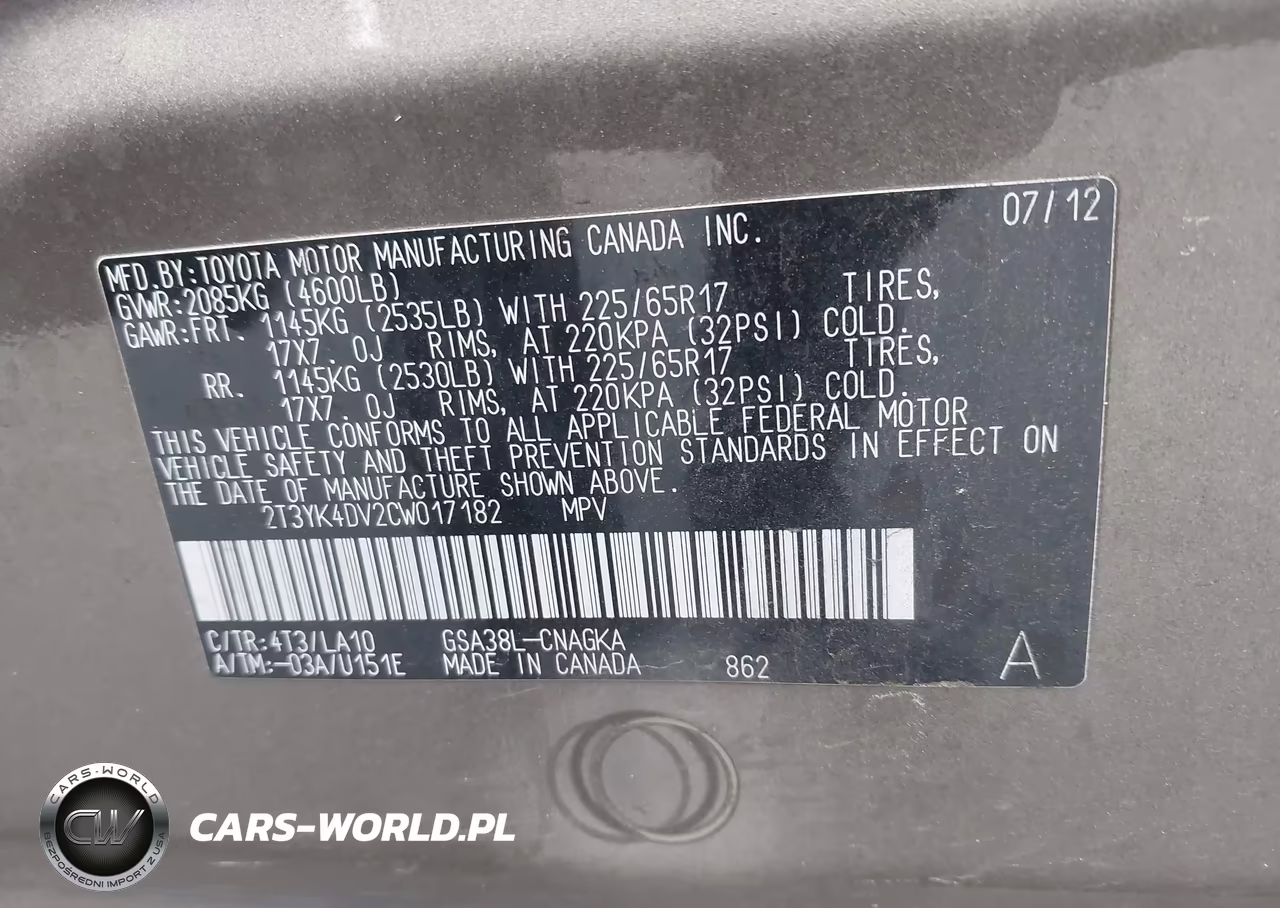 2012 Toyota Rav4 Limited V6 VIN:2T3YK4DV2CW017182 - 9