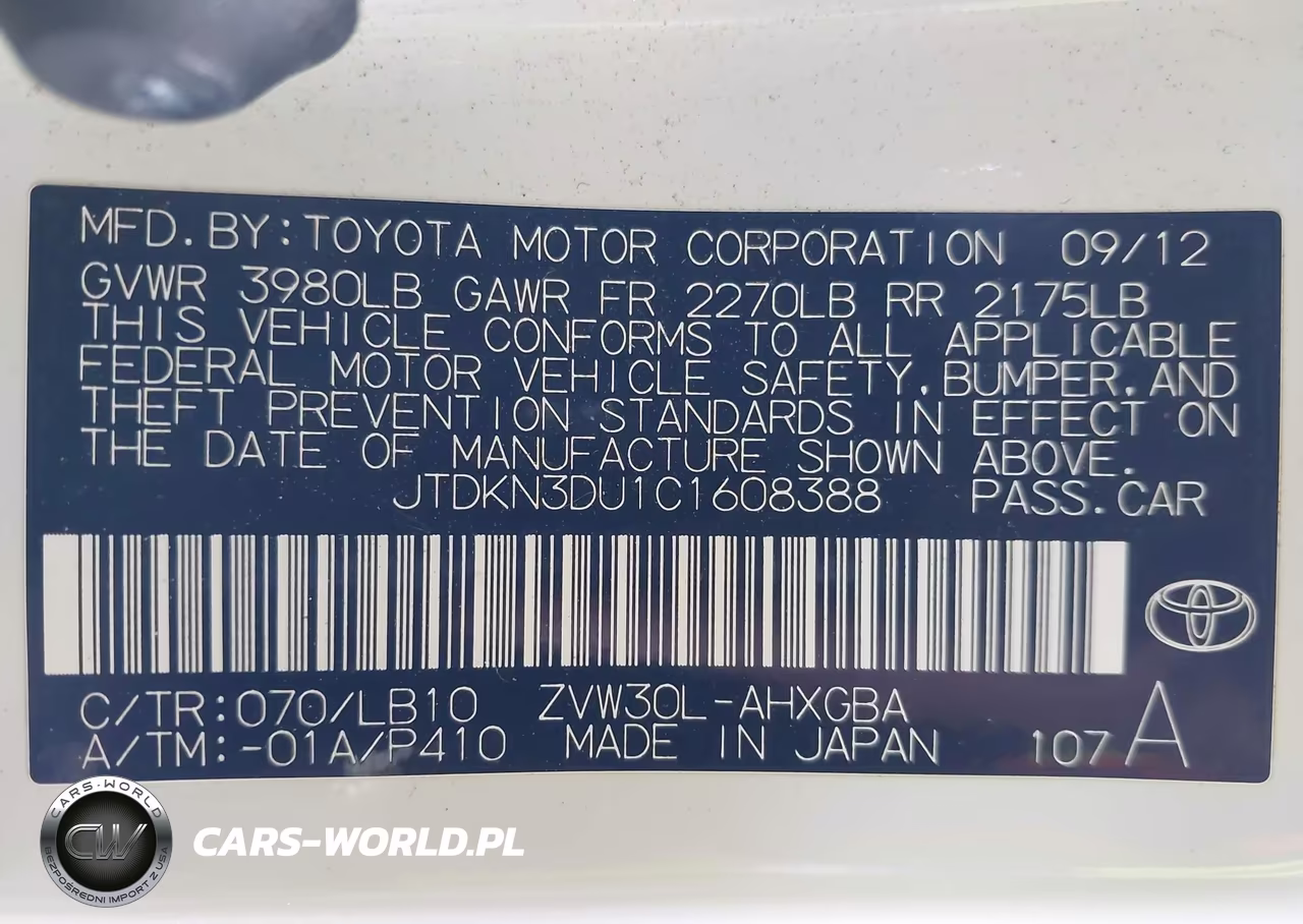 2012 Toyota Prius Five VIN:JTDKN3DU1C1608388 - 9