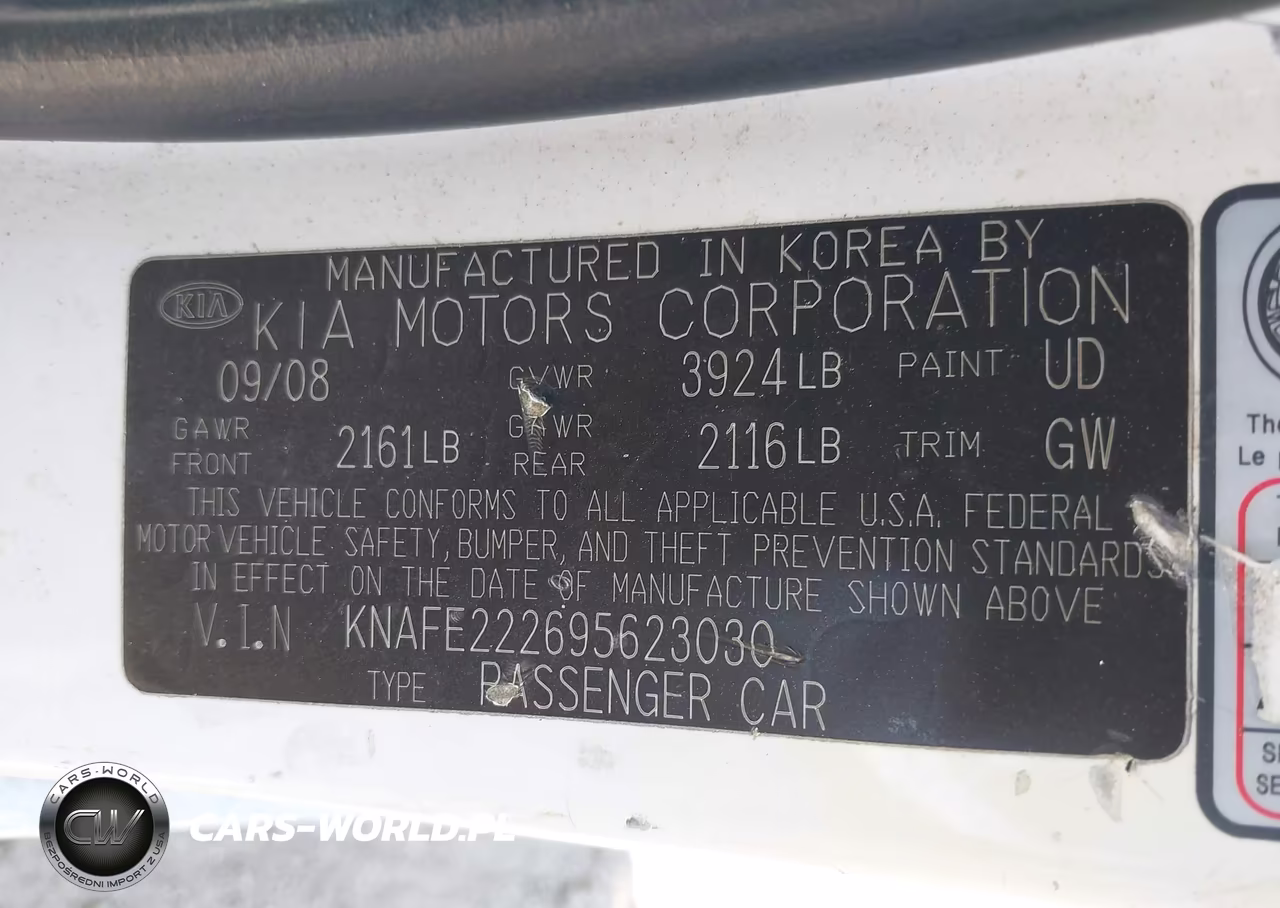 2009 Kia Spectra Ex VIN:KNAFE222695623030 - 9
