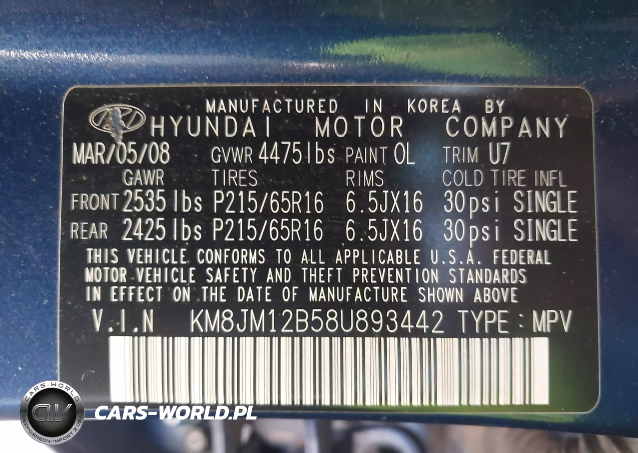 2008 Hyundai Tucson Gls VIN:KM8JM12B58U893442 - 9
