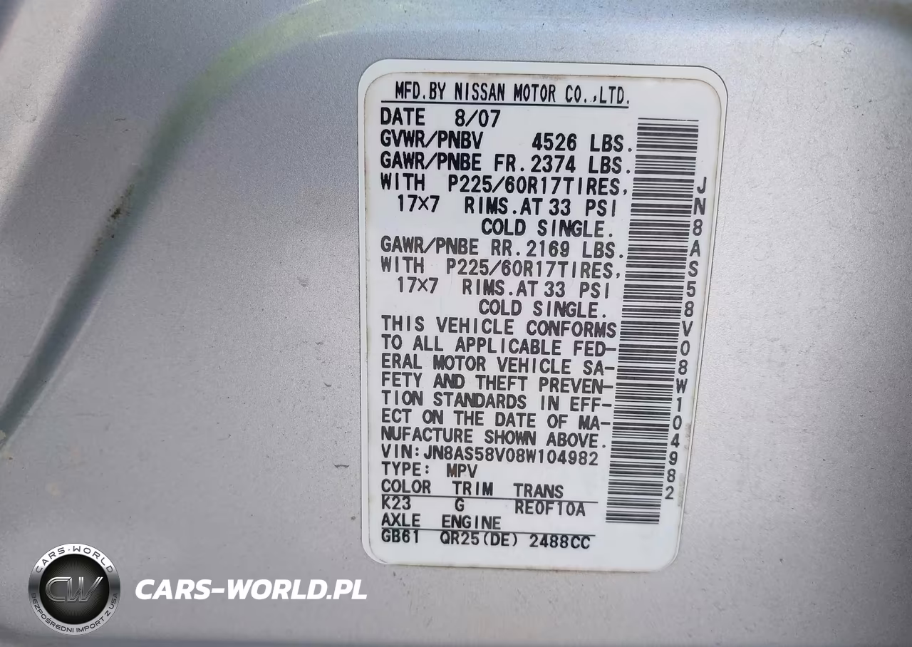 2008 Nissan Rogue Sl VIN:JN8AS58V08W104982 - 9