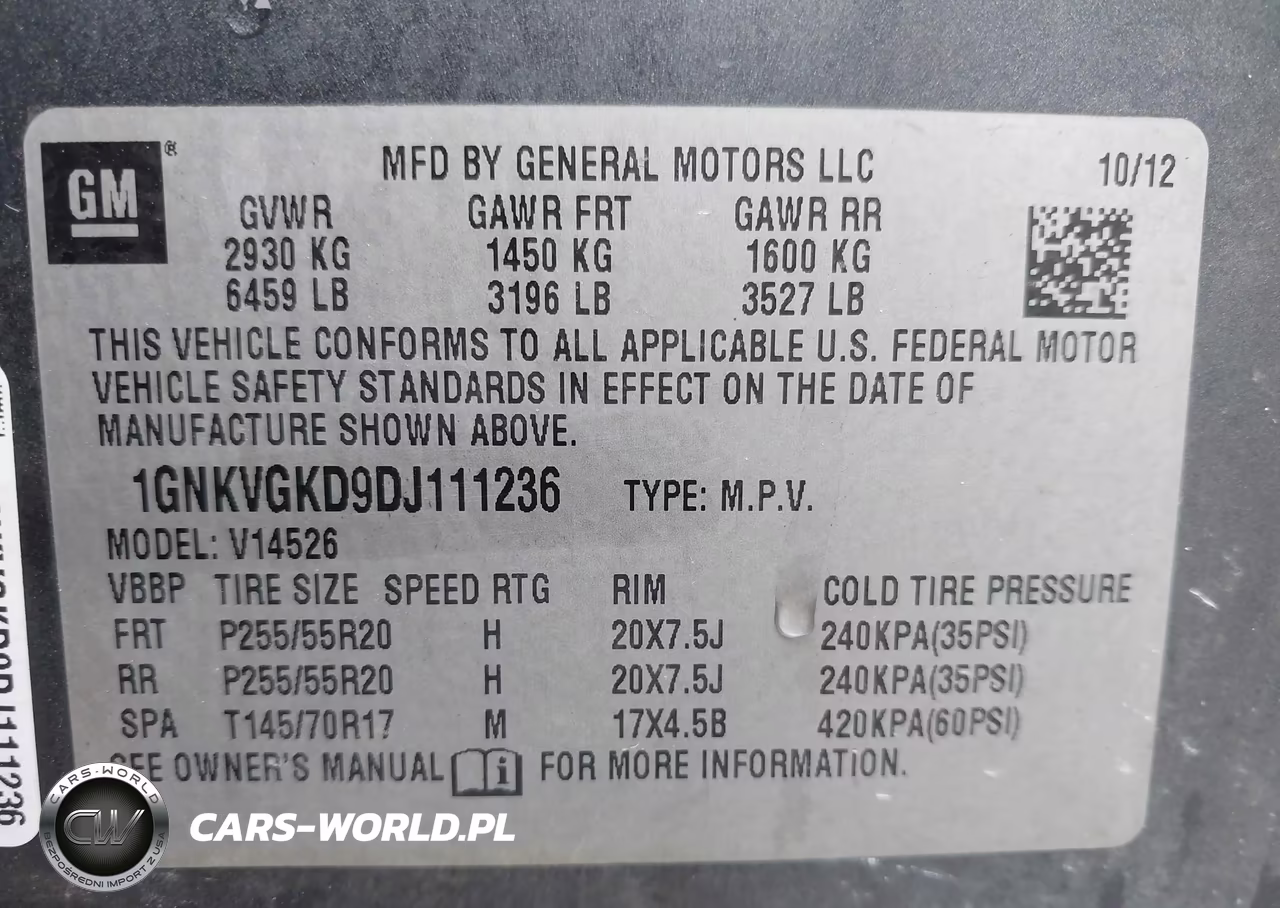 2013 Chevrolet Traverse Lt VIN:1GNKVGKD9DJ111236 - 9