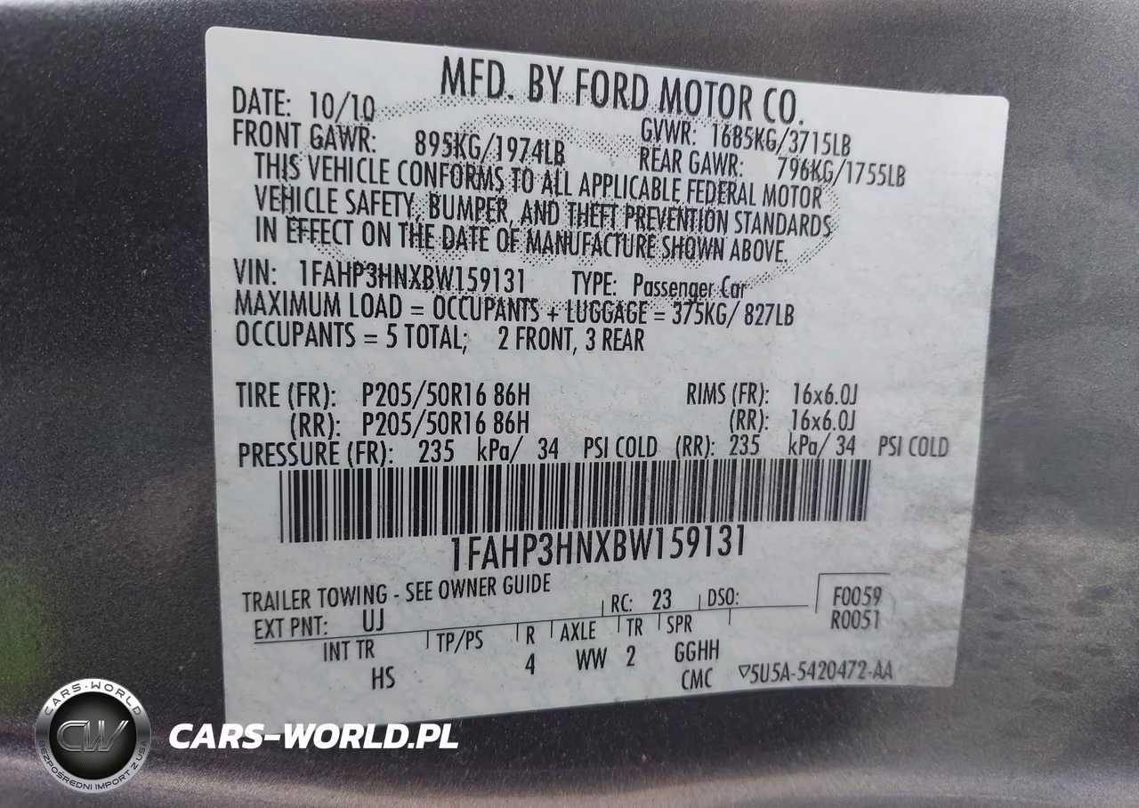 2011 Ford Focus Sel VIN:1FAHP3HNXBW159131 - 9