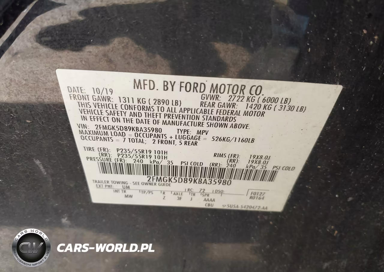 2019 Ford Flex Limited VIN:2FMGK5D89KBA35980 - 9
