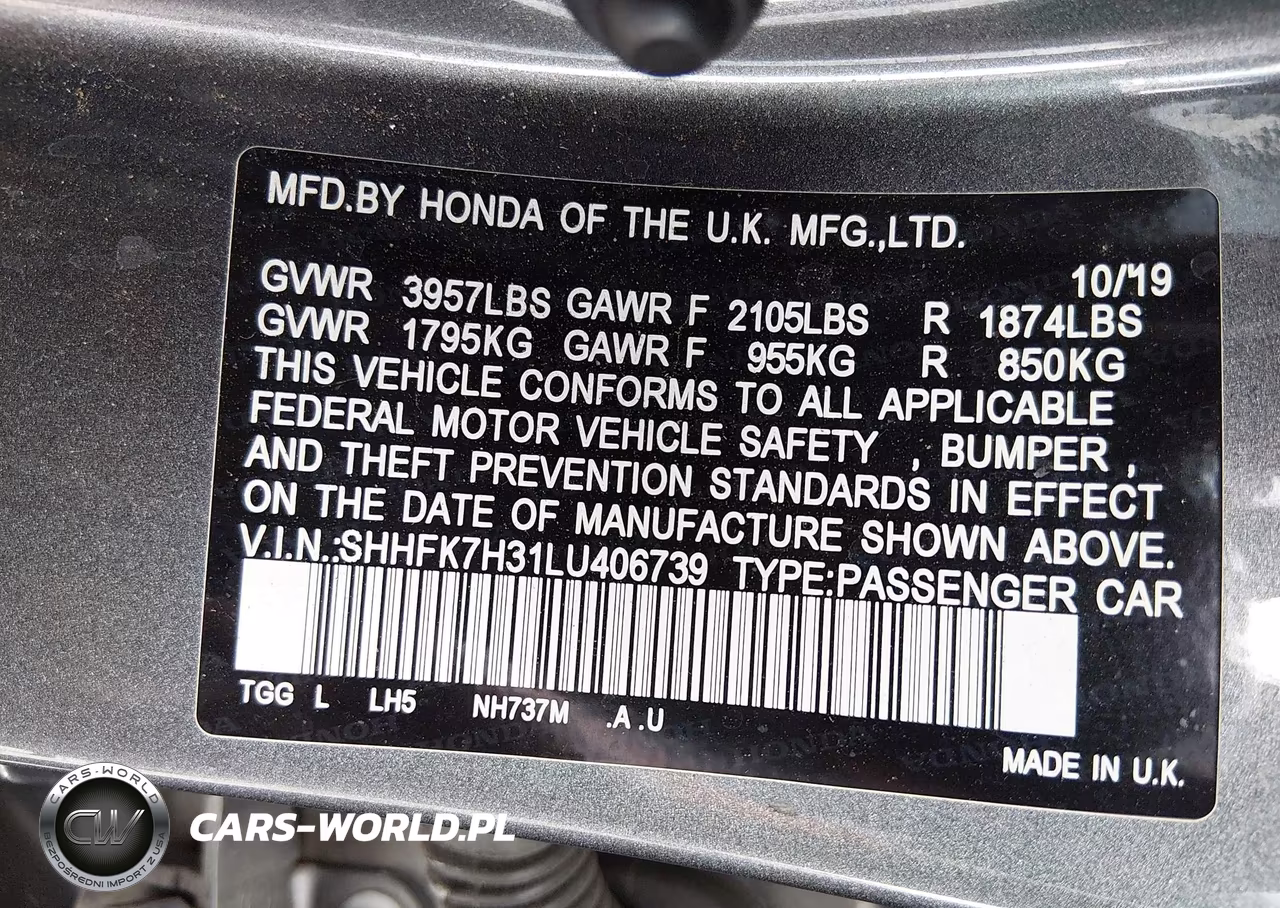 2020 Honda Civic Lx VIN:SHHFK7H31LU406739 - 9