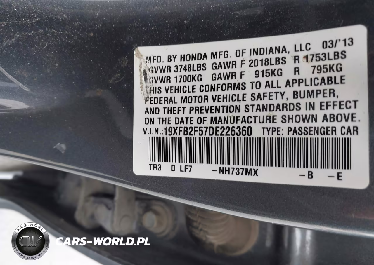 2013 Honda Civic Lx VIN:19XFB2F57DE226360 - 9