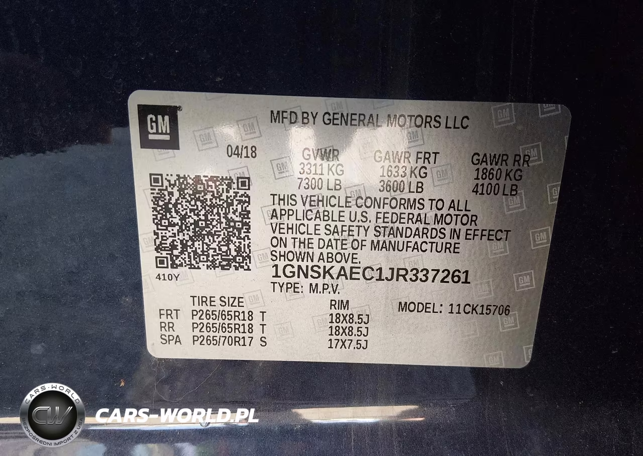 2018 Chevrolet Tahoe Ls VIN:1GNSKAEC1JR337261 - 9