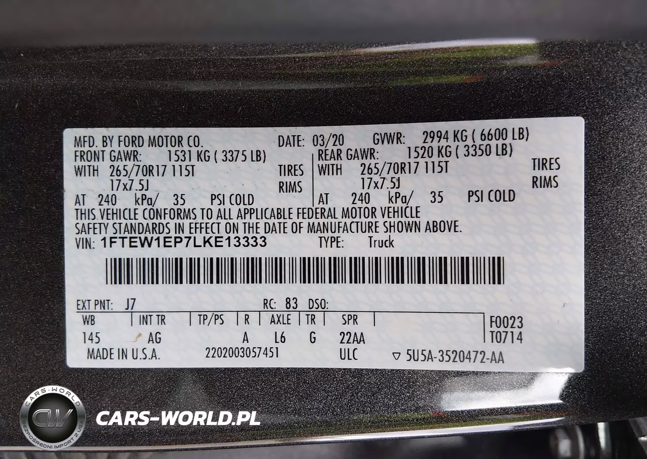 2020 Ford F-150 Xl VIN:1FTEW1EP7LKE13333 - 9