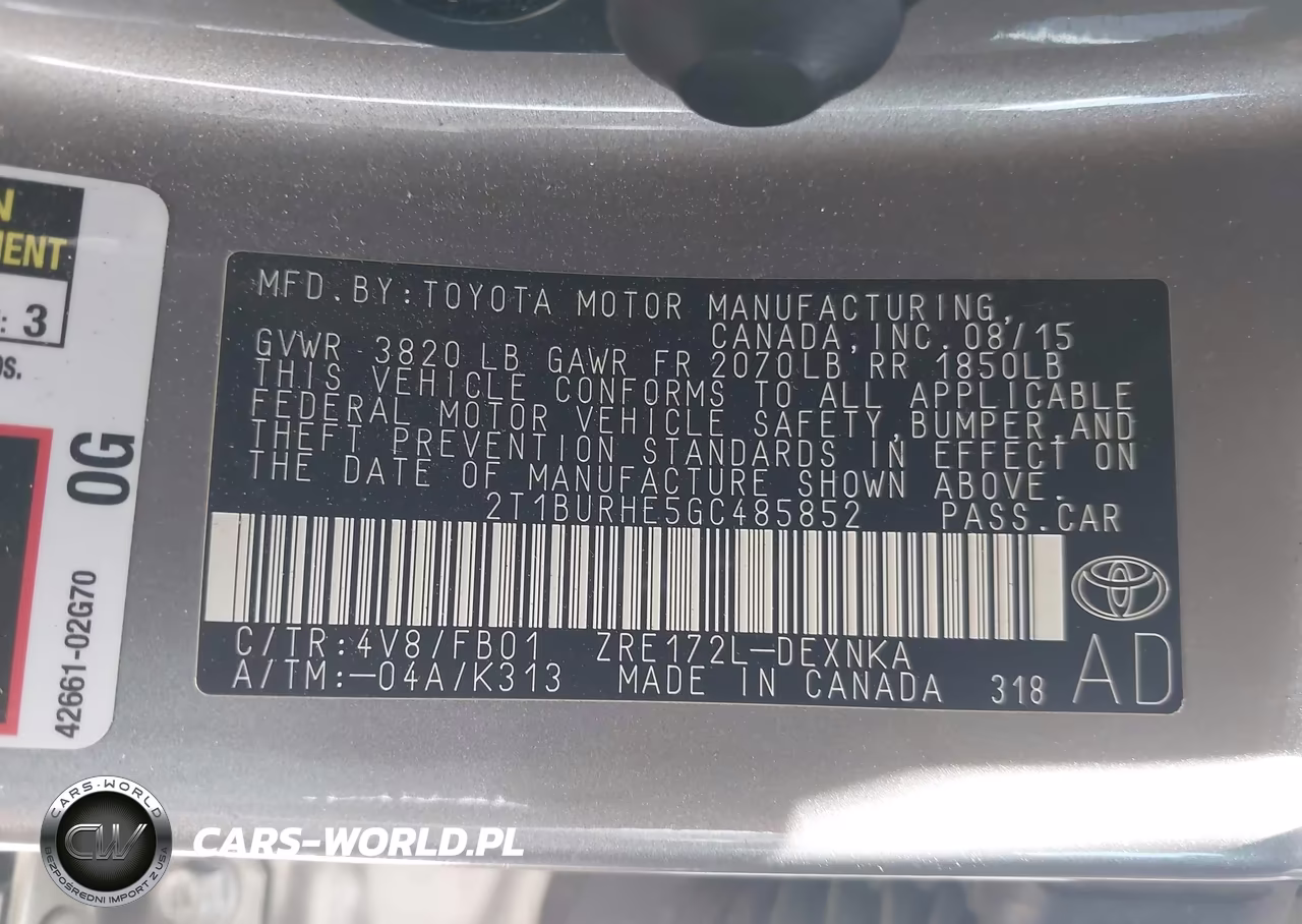 2016 Toyota Corolla Le VIN:2T1BURHE5GC485852 - 9