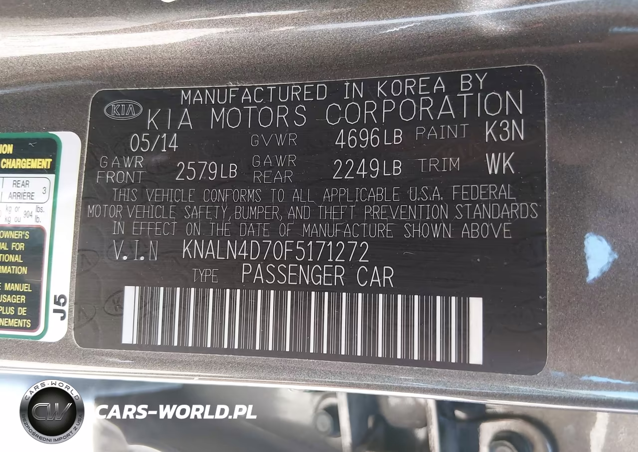 2015 Kia Cadenza Premium VIN:KNALN4D70F5171272 - 9