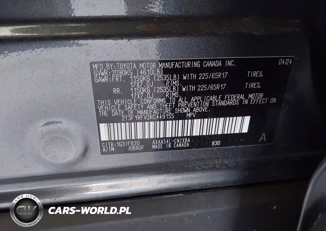 2024 Toyota Rav4 Le VIN:2T3F1RFV2RC449155 - 9