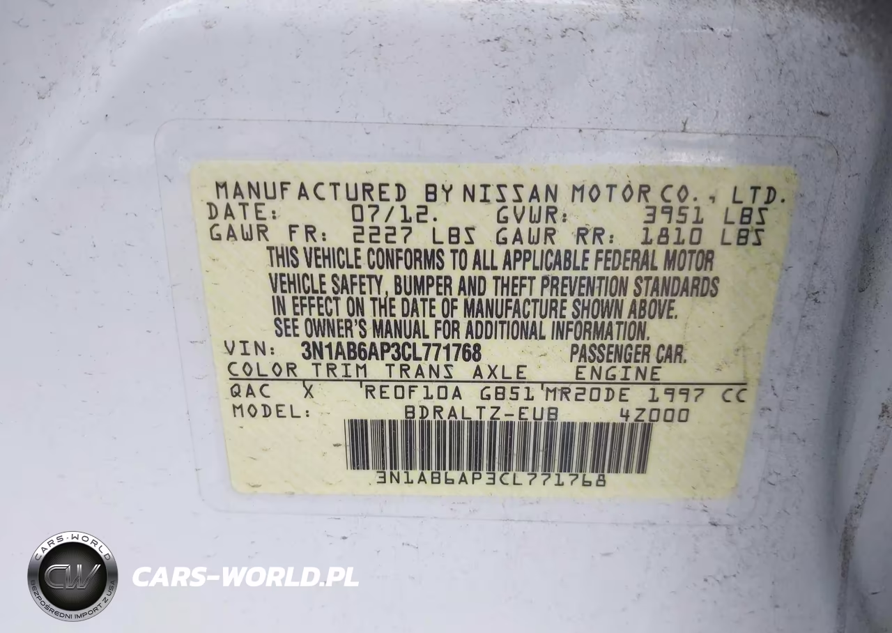 2012 Nissan Sentra 2.0 S VIN:3N1AB6AP3CL771768 - 9