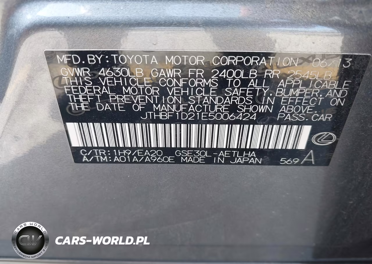 2014 Lexus Is 250 VIN:JTHBF1D21E5006424 - 9