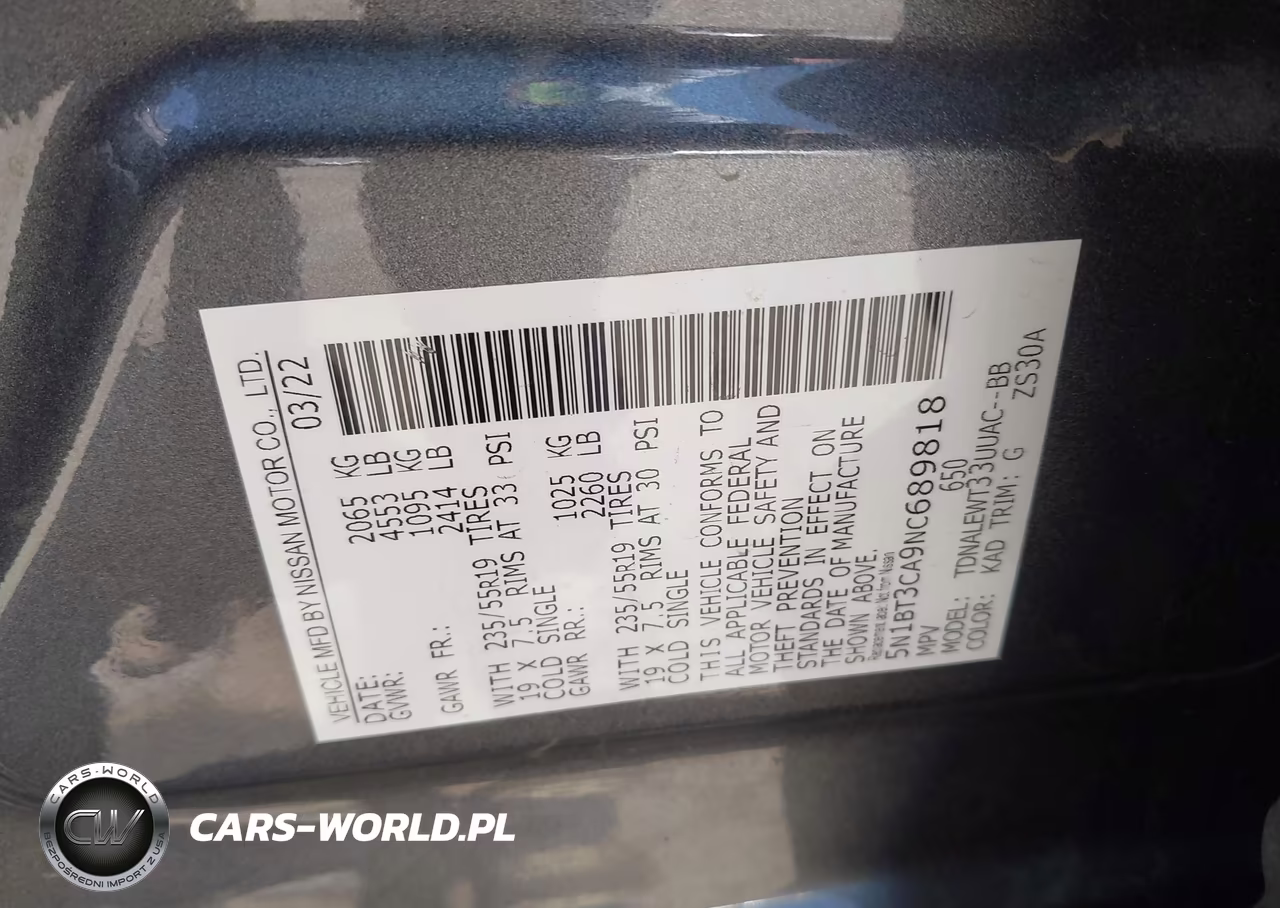 2022 Nissan Rogue Sl Fwd VIN:5N1BT3CA9NC689818 - 9