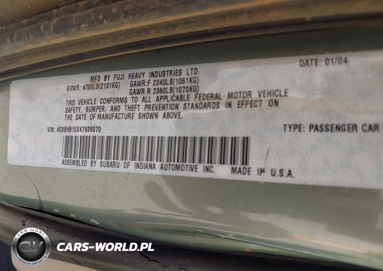 2004 Subaru Outback H6-3.0 W-35Th Anniversary Edition VIN:4S3BH815X47638070 - 9