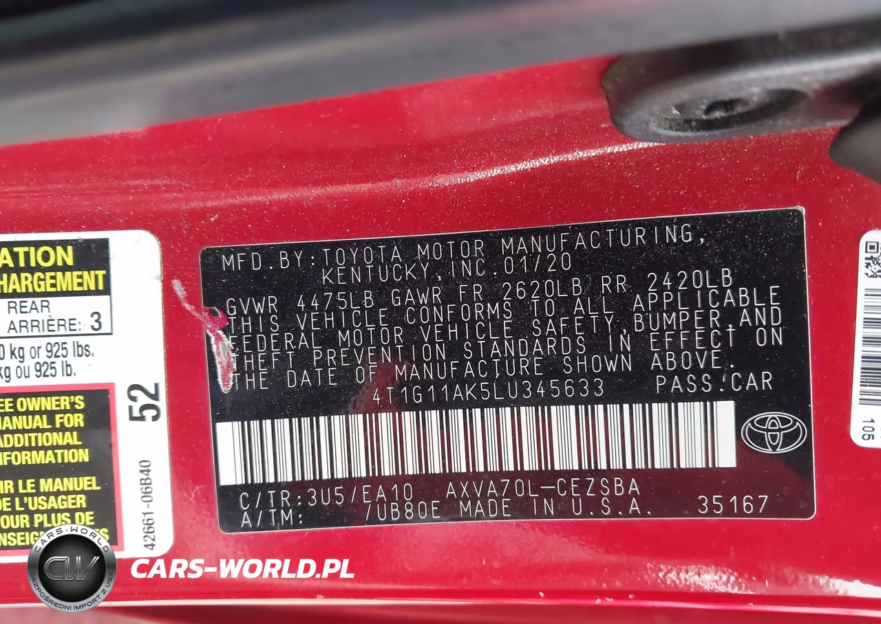 2020 Toyota Camry Se VIN:4T1G11AK5LU345633 - 9