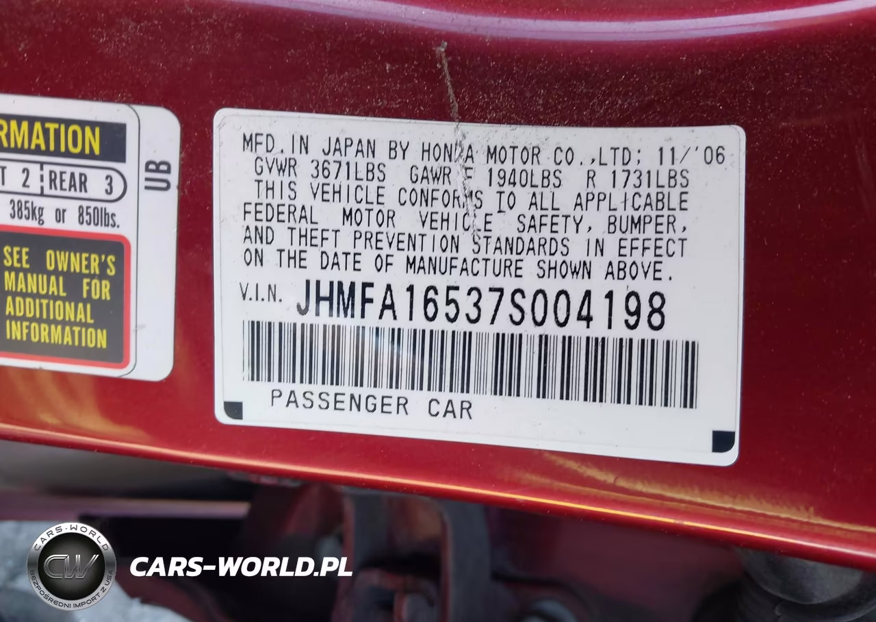 2007 Honda Civic Lx VIN:JHMFA16537S004198 - 9