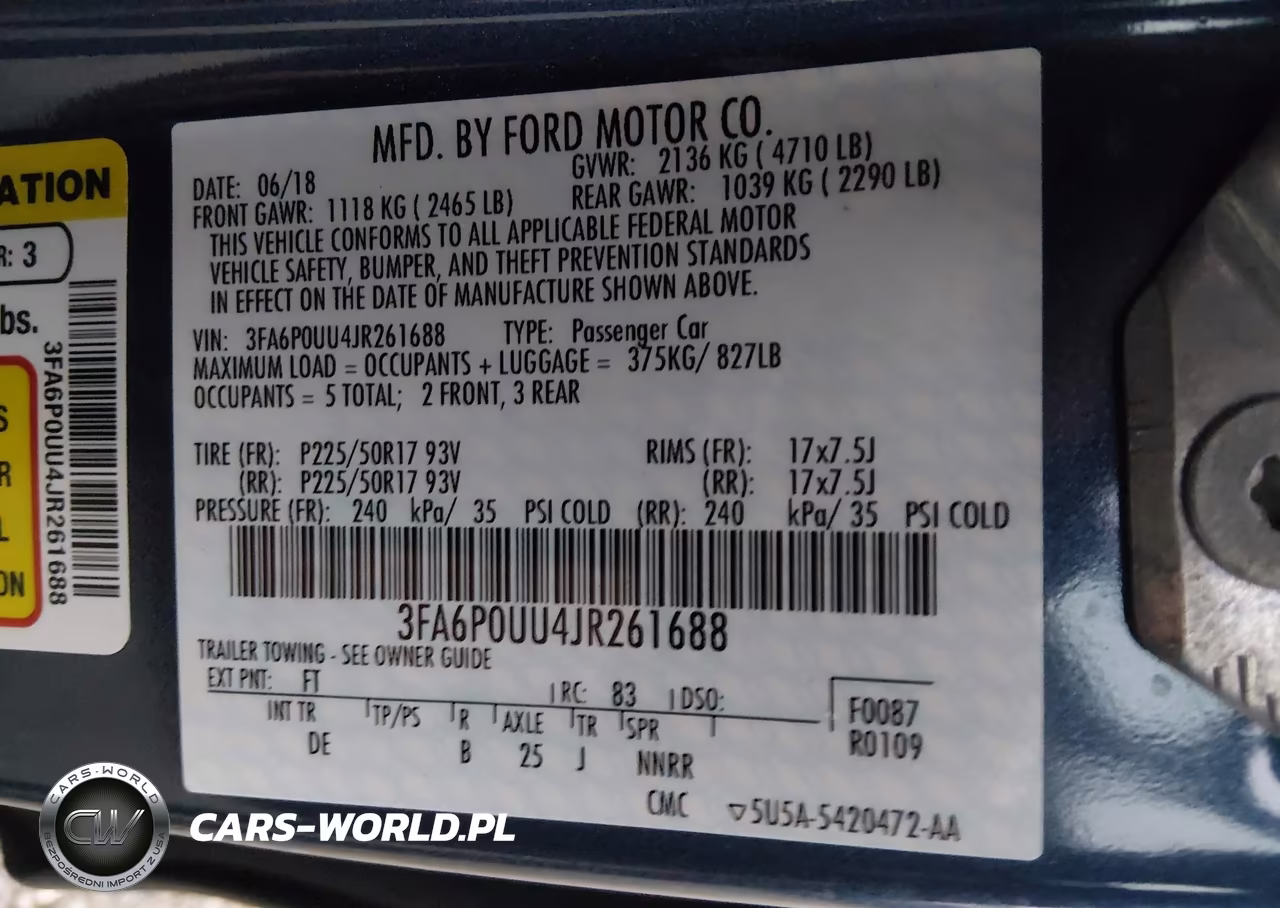2018 Ford Fusion Hybrid S VIN:3FA6P0UU4JR261688 - 9