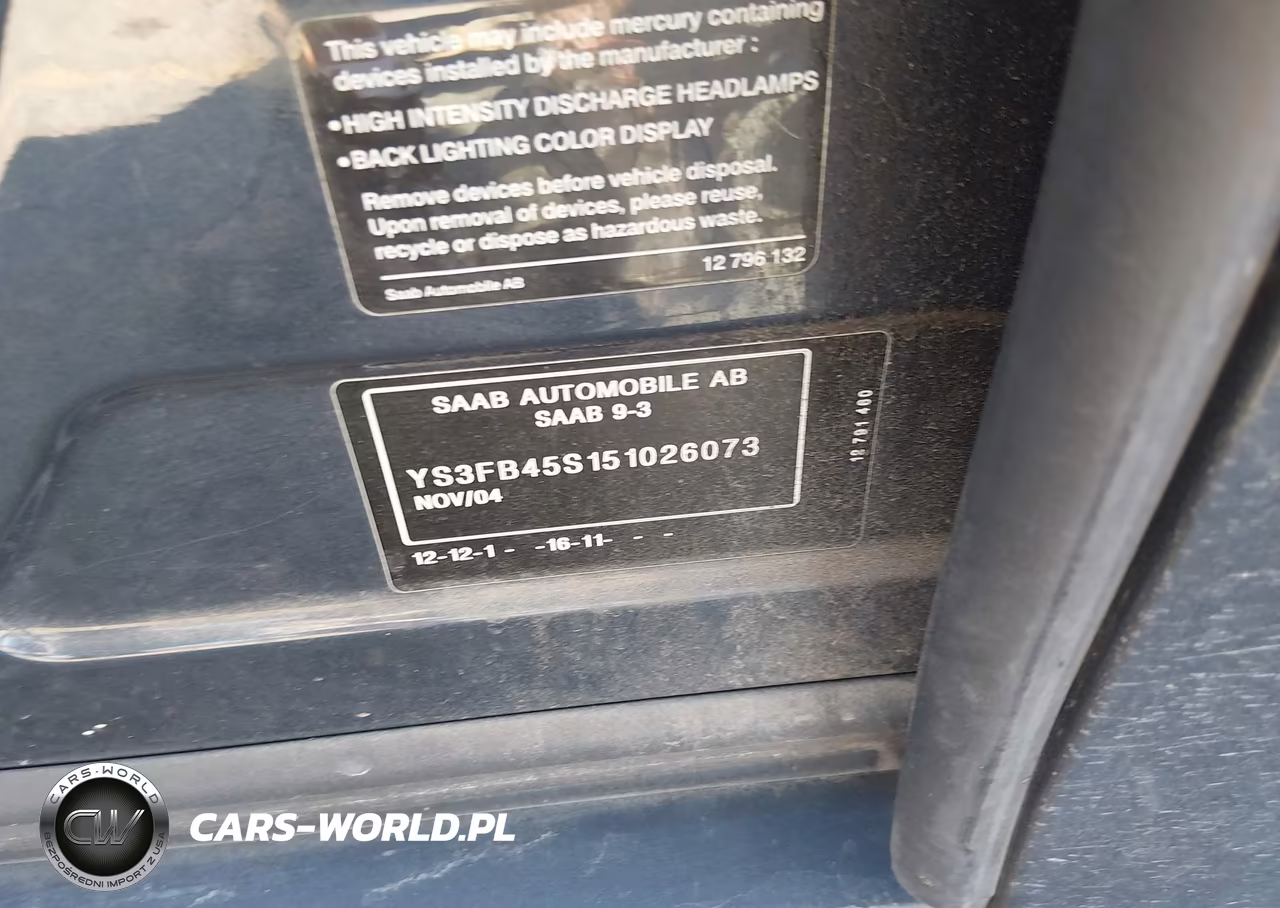 2005 Saab 9-3 Linear VIN:YS3FB45S151026073 - 9
