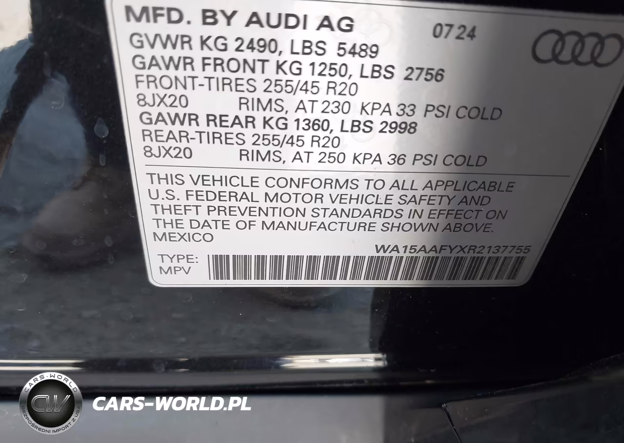 2024 Audi Q5 Sportback Premium Plus 45 Tfsi S Line Quattro S Tronic VIN:WA15AAFYXR2137755 - 9