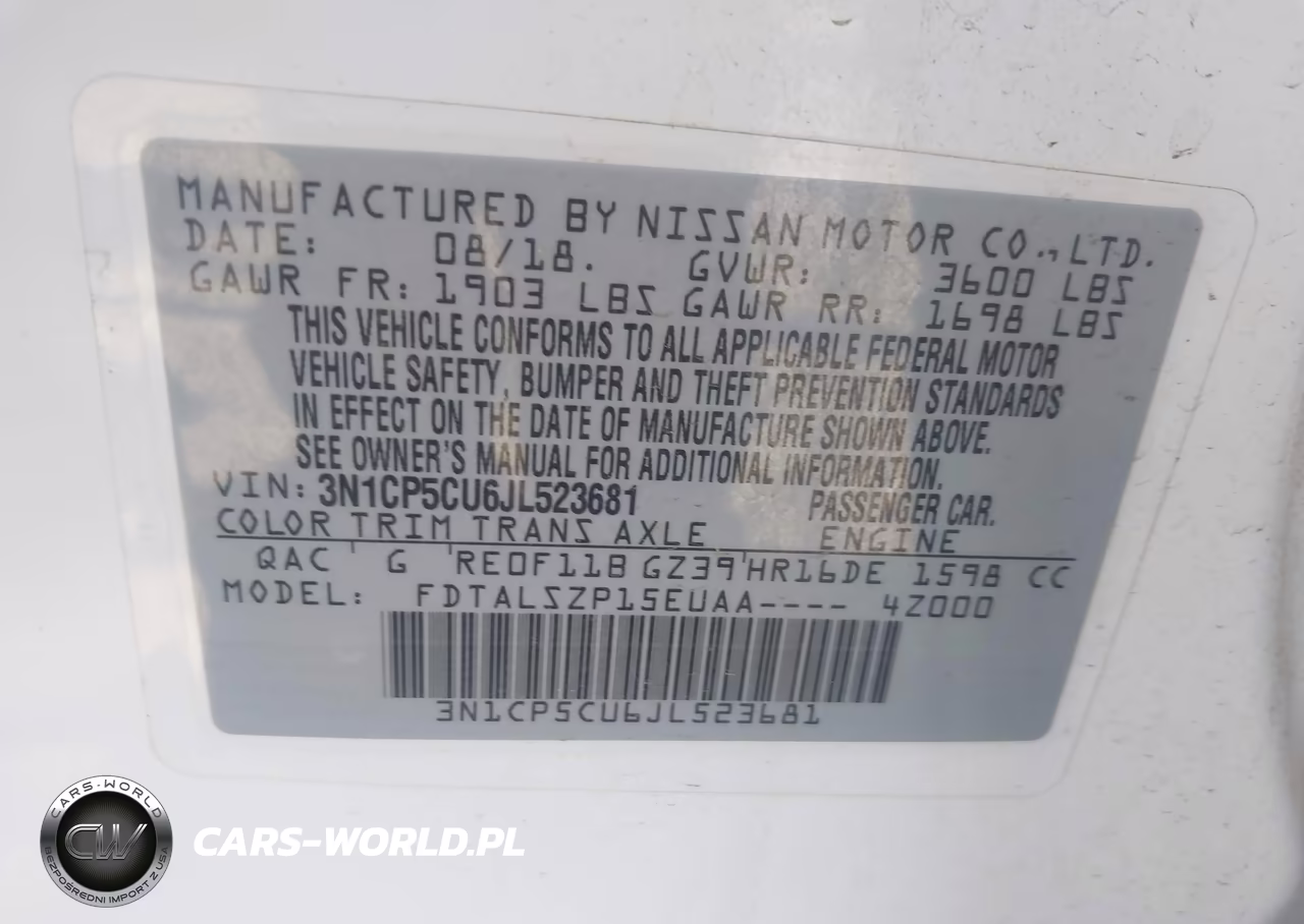 2018 Nissan Kicks Sv VIN:3N1CP5CU6JL523681 - 9