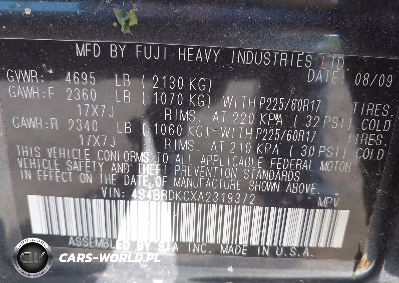 2010 Subaru Outback 3.6R Limited VIN:4S4BRDKCXA2319372 - 9