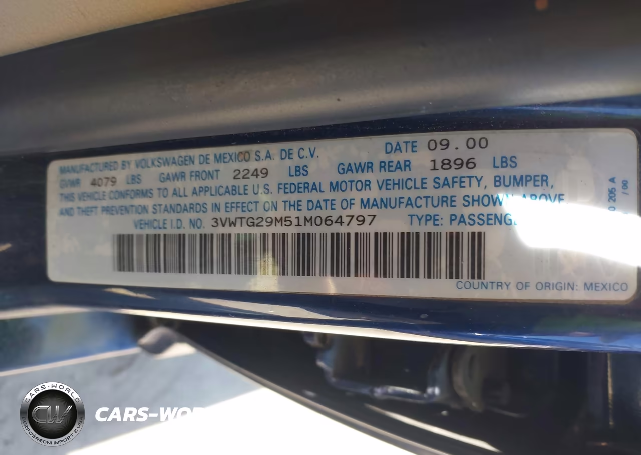 2001 Volkswagen Jetta Glx VIN:3VWTG29M51M064797 - 9