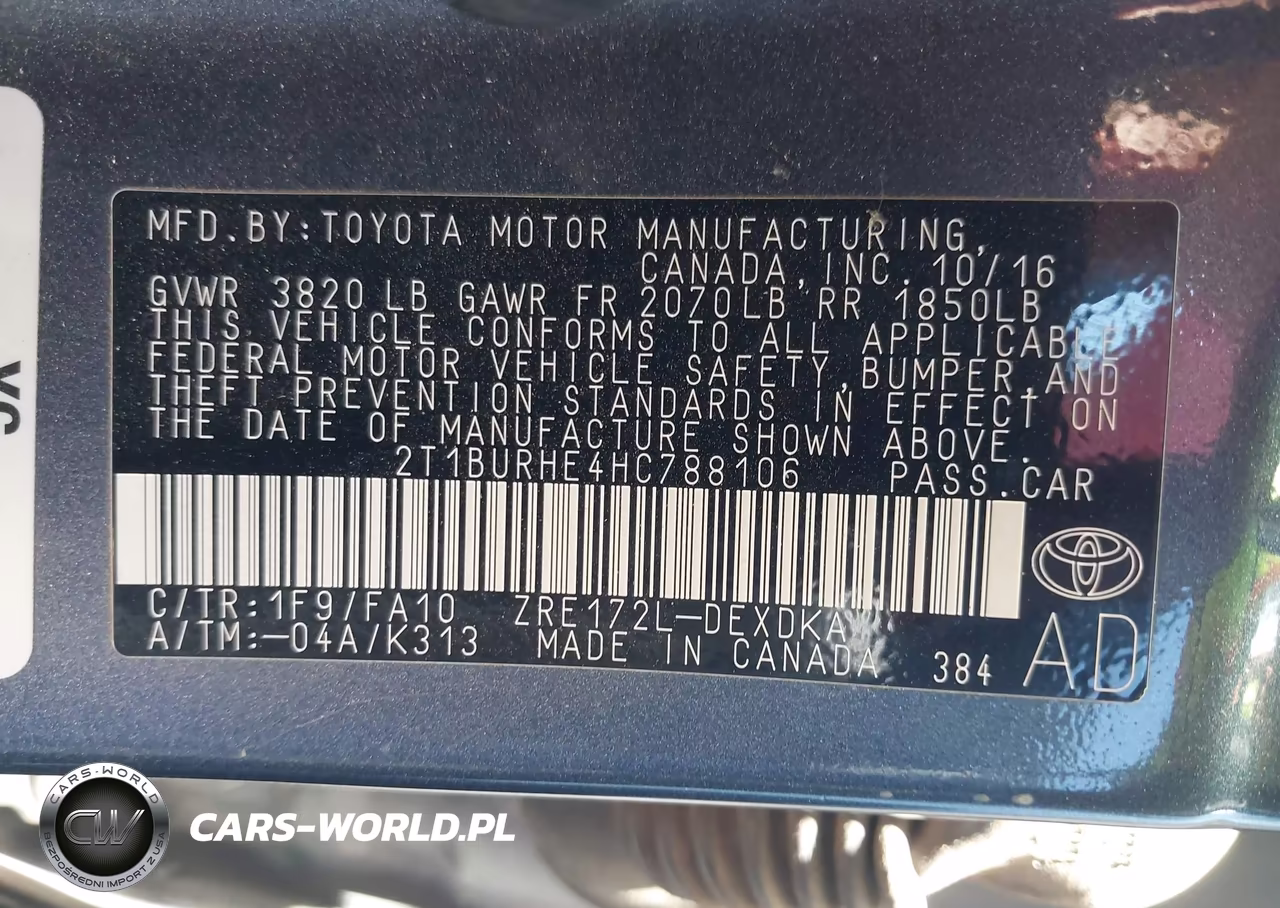 2017 Toyota Corolla L VIN:2T1BURHE4HC788106 - 9
