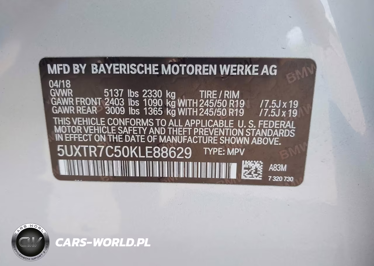 2019 BMW X3 Sdrive30I VIN:5UXTR7C50KLE88629 - 9