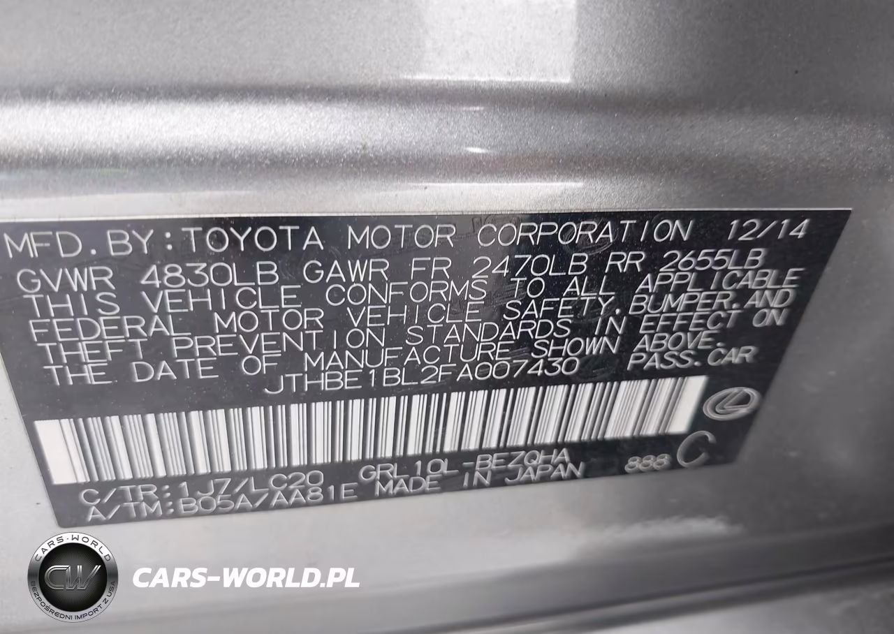 2015 Lexus Gs 350 VIN:JTHBE1BL2FA007430 - 9