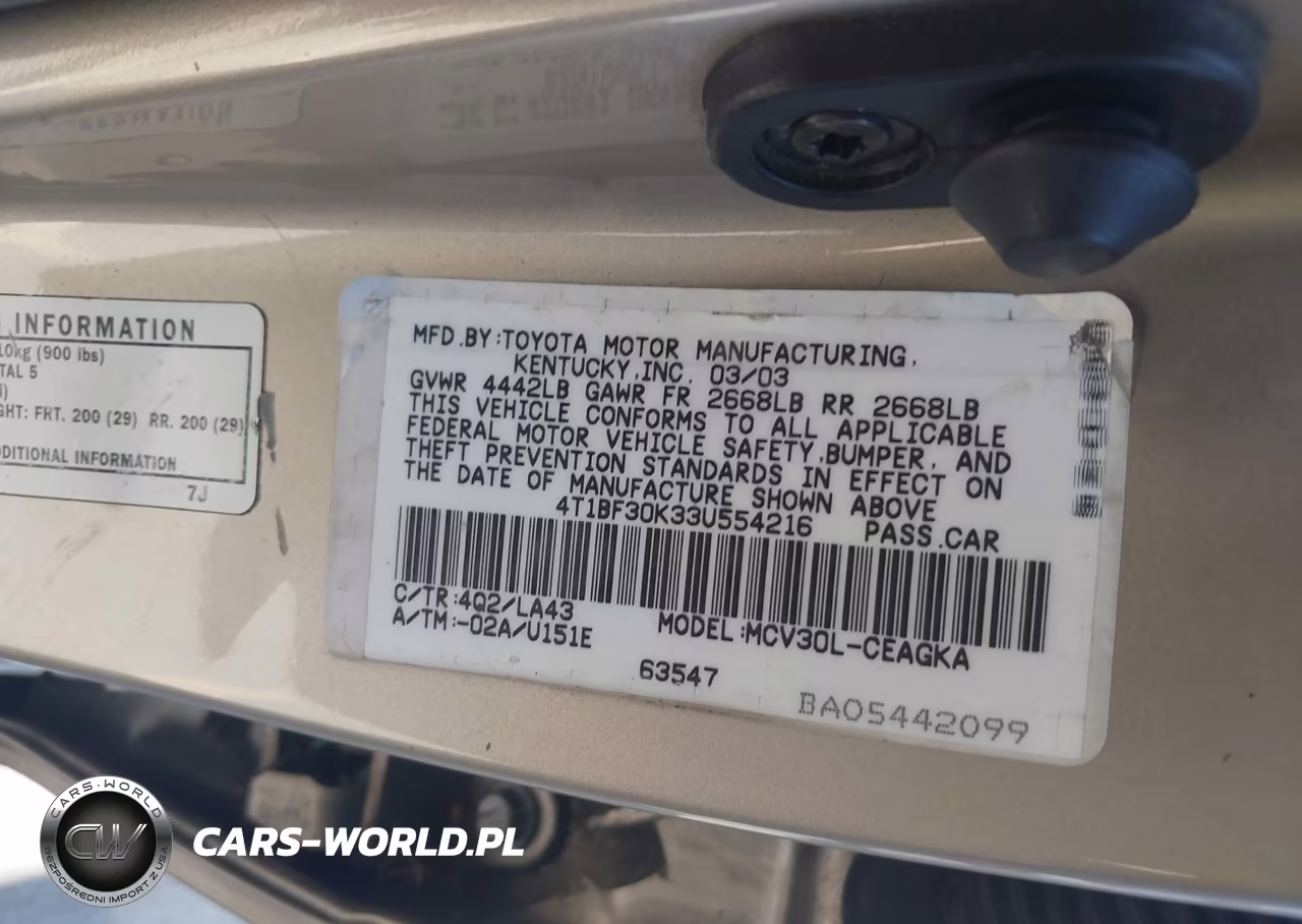 2003 Toyota Camry Xle V6 VIN:4T1BF30K33U554216 - 9
