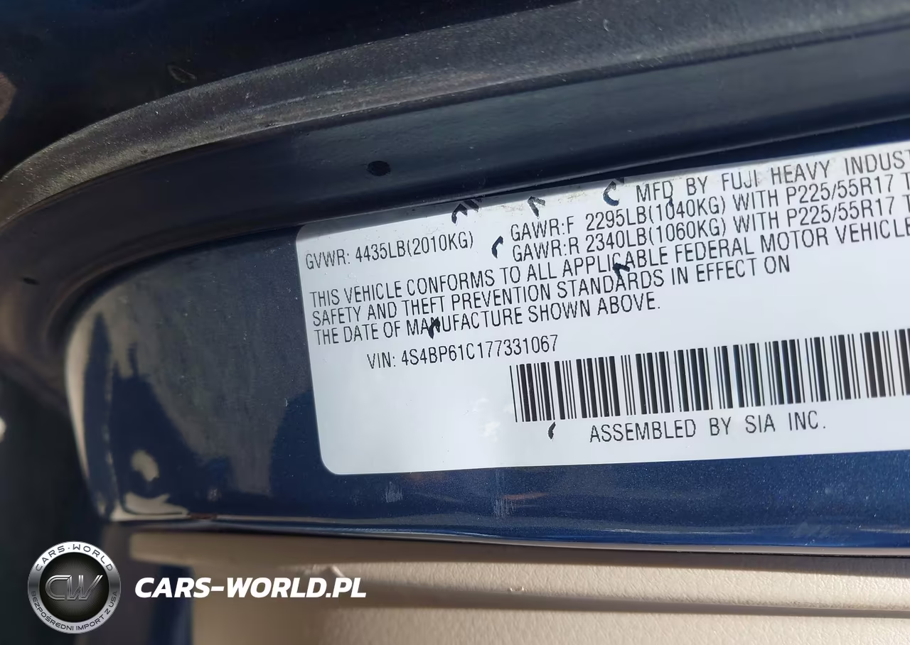 2007 Subaru Outback 2.5I VIN:4S4BP61C177331067 - 9