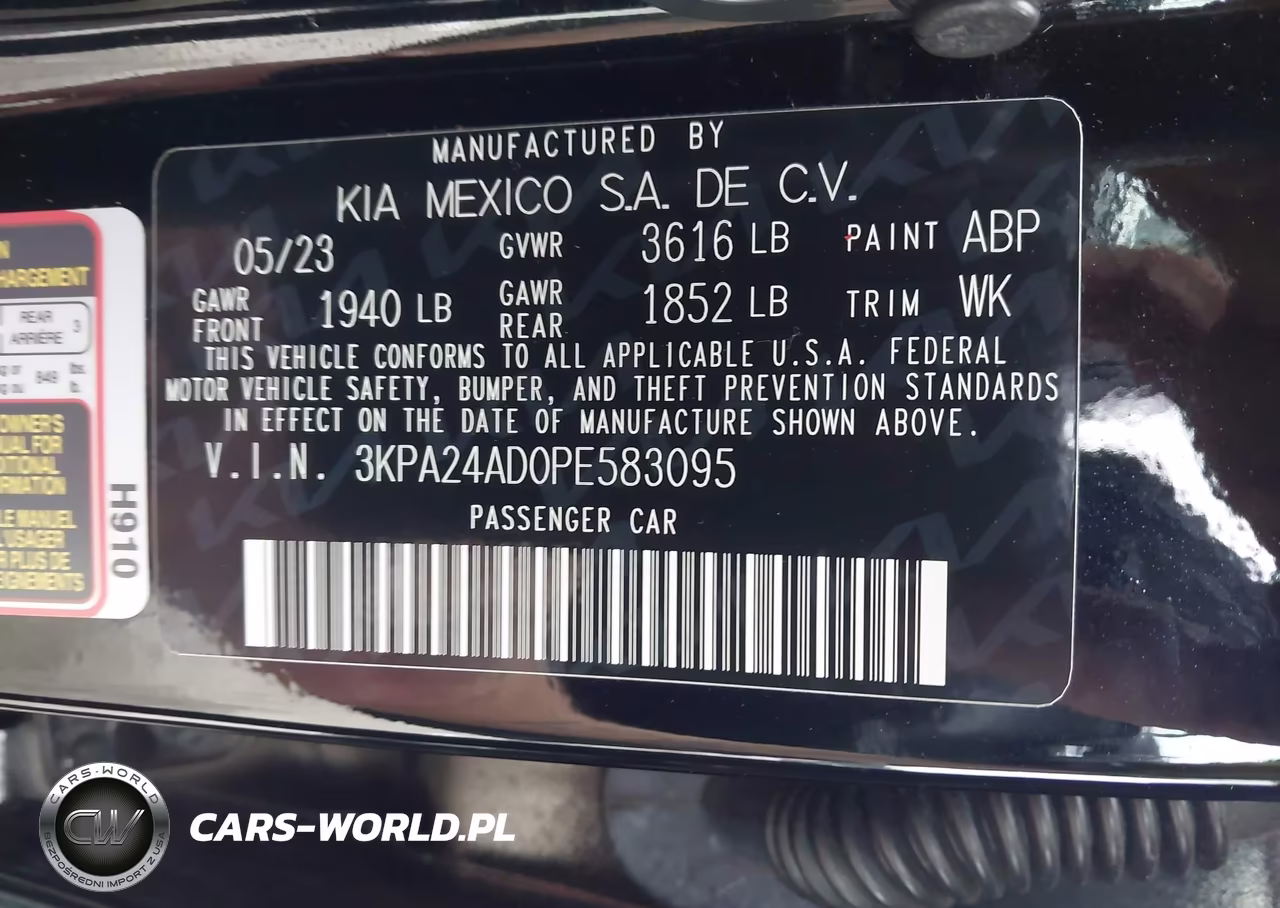 2023 Kia Rio S VIN:3KPA24AD0PE583095 - 9