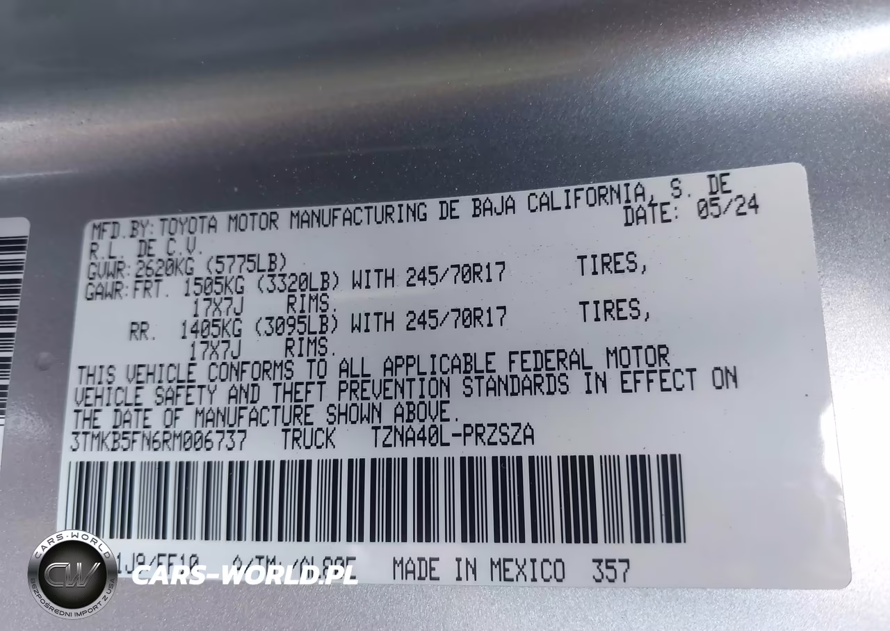 2024 Toyota Tacoma Sr5 VIN:3TMKB5FN6RM006737 - 9