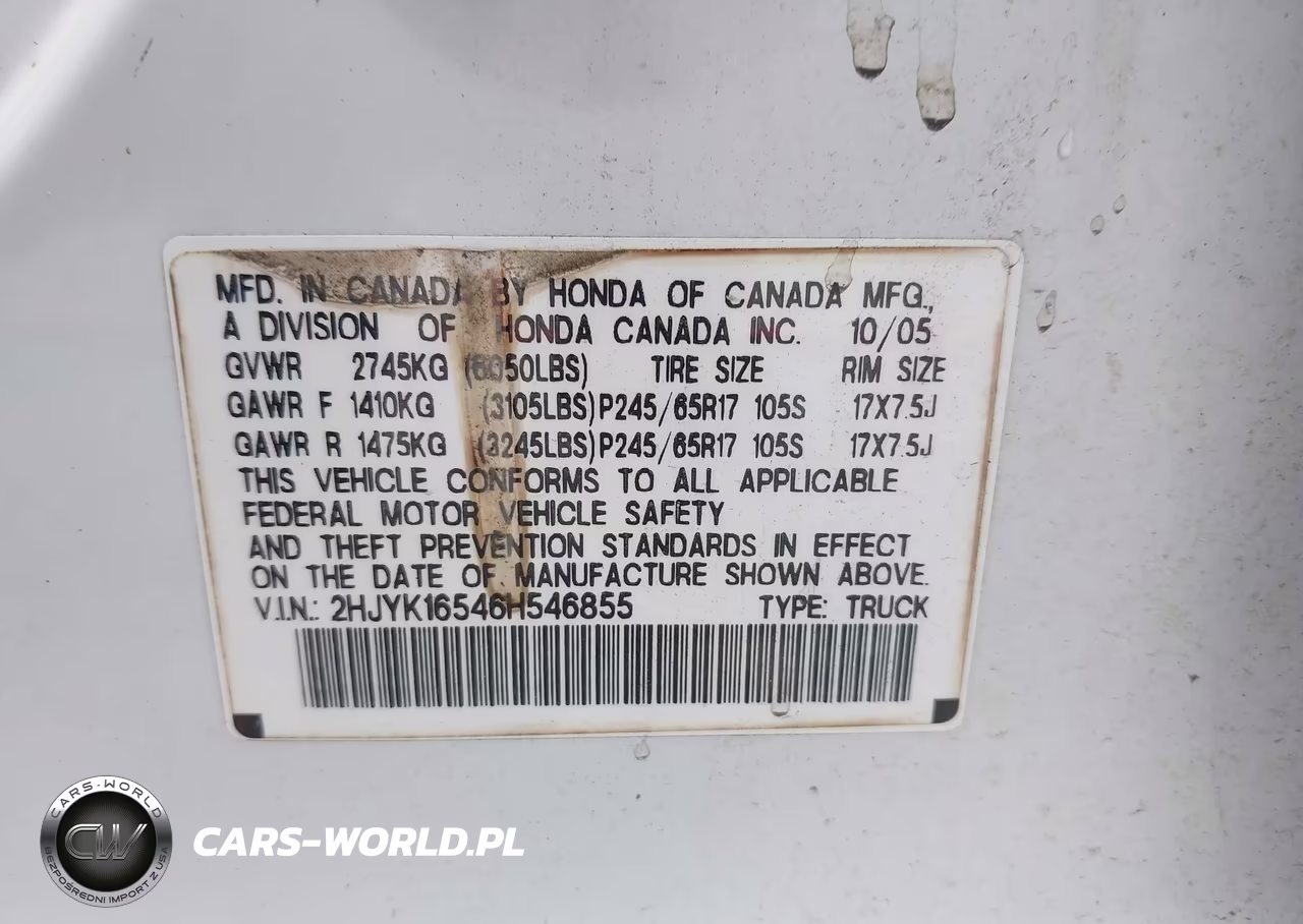 2006 Honda Ridgeline Rtl VIN:2HJYK16546H546855 - 9
