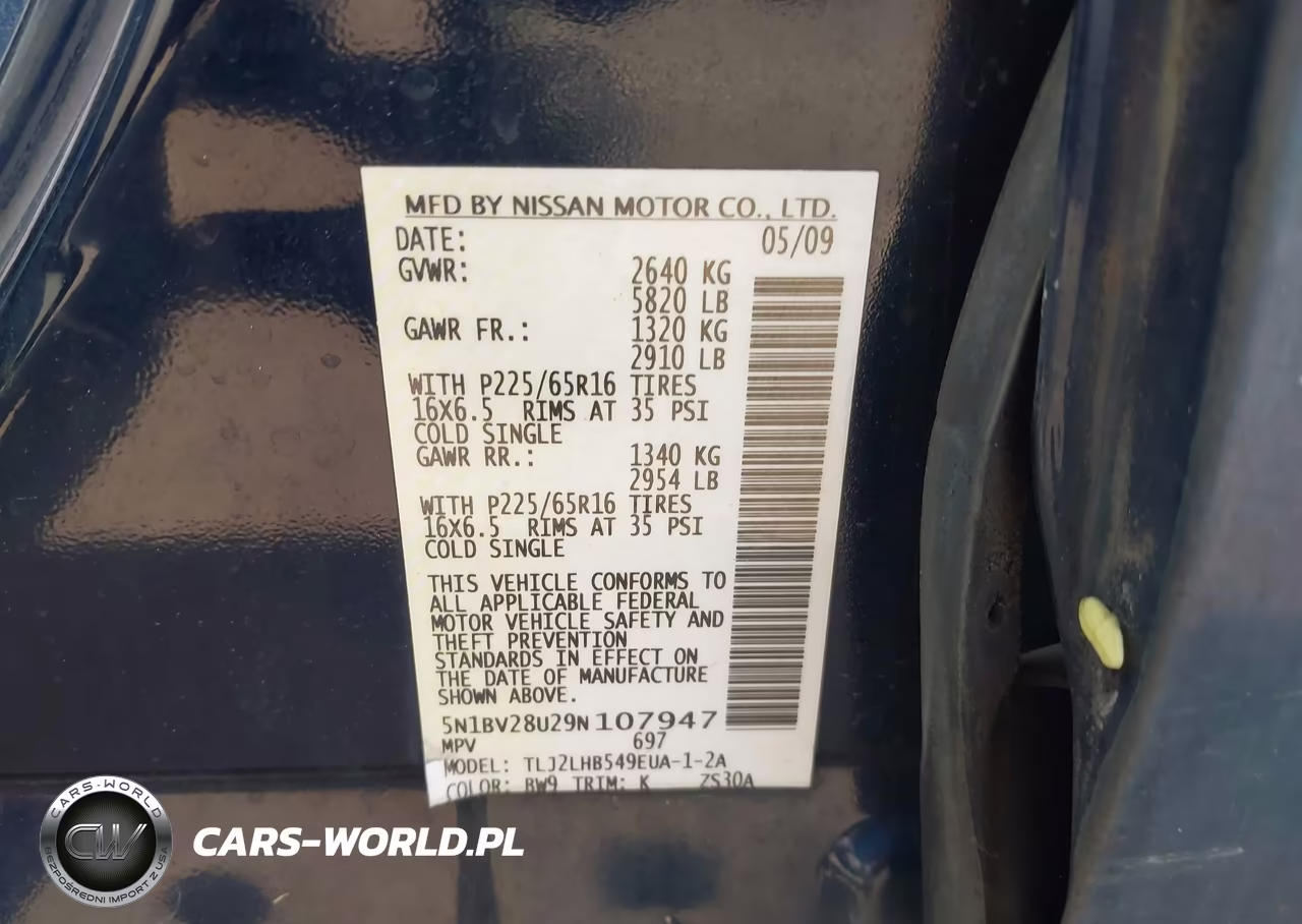 2009 Nissan Quest 3.5 S VIN:5N1BV28U29N107947 - 9