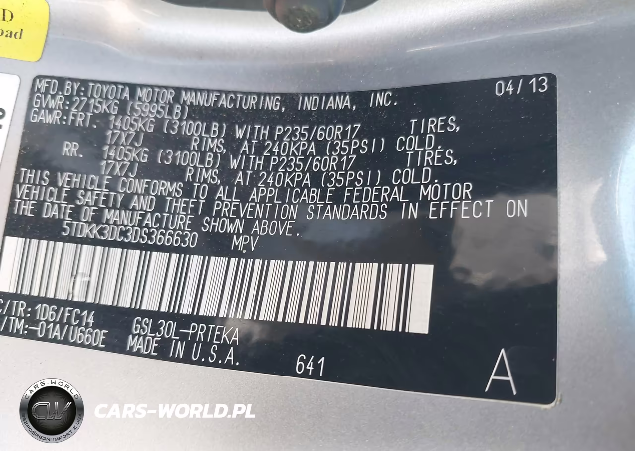 2013 Toyota Sienna Le V6 8 Passenger VIN:5TDKK3DC3DS366630 - 9