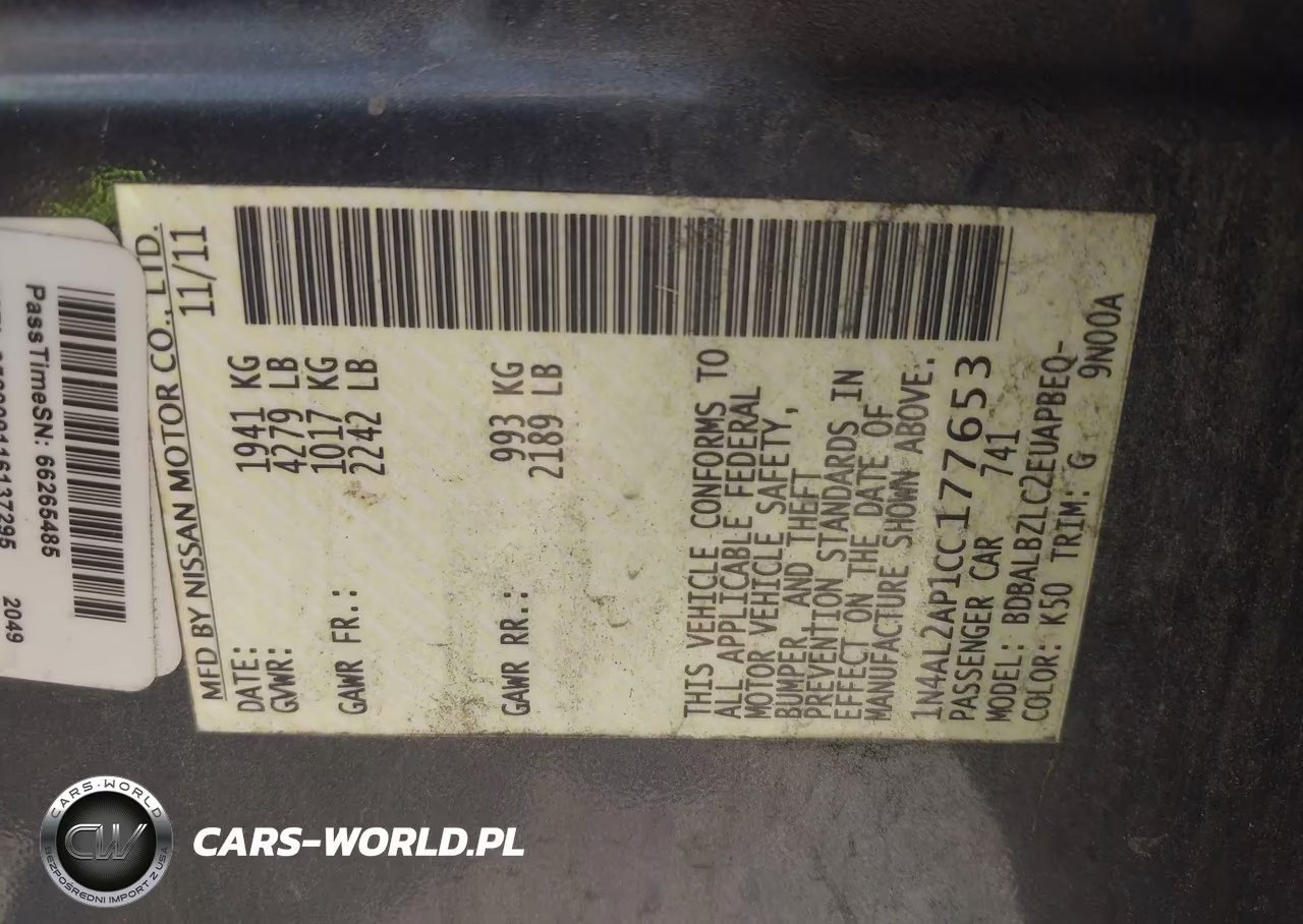 2012 Nissan Altima 2.5-2.5 S VIN:1N4AL2AP1CC177653 - 9