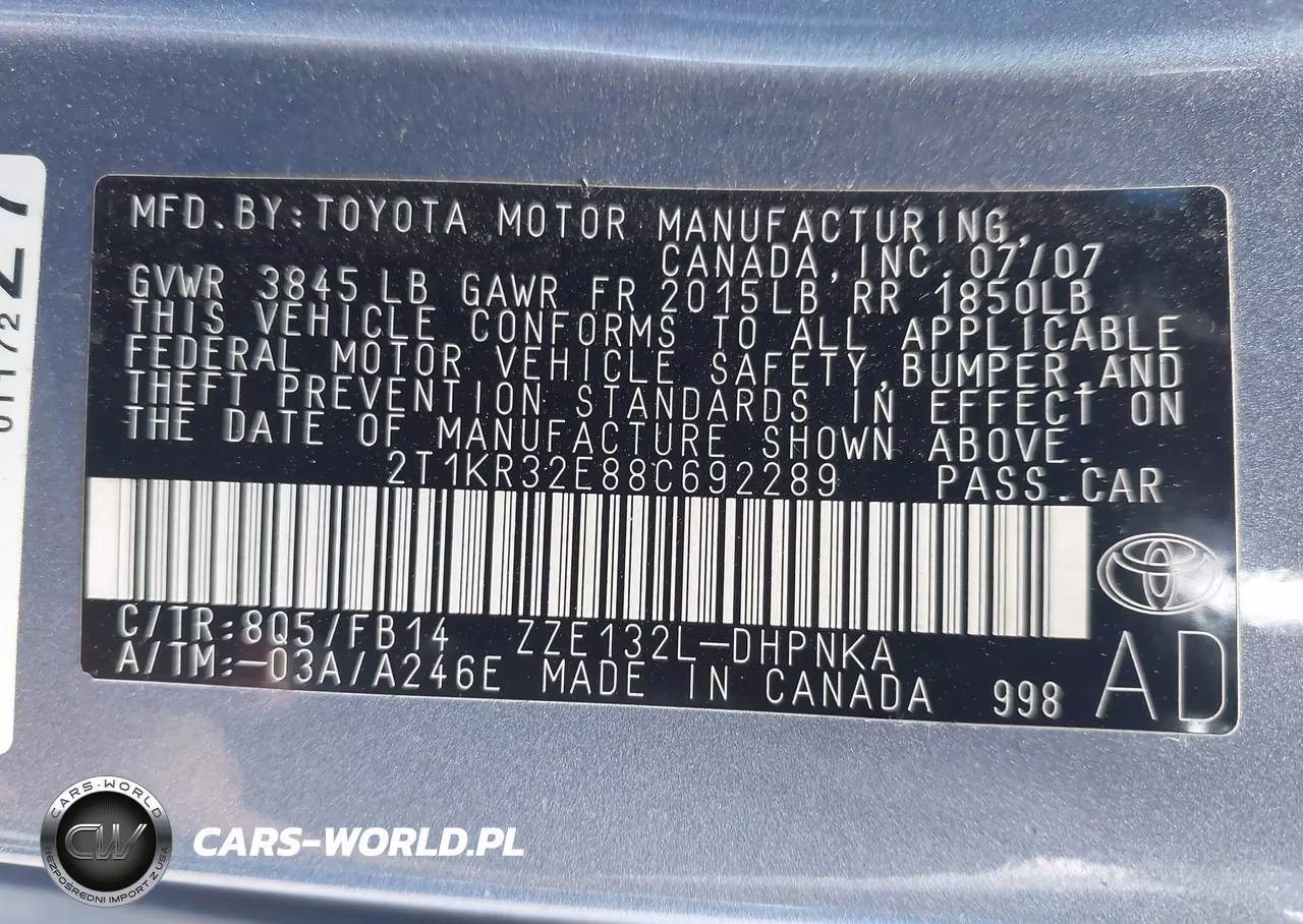 2008 Toyota Matrix Xr VIN:2T1KR32E88C692289 - 9