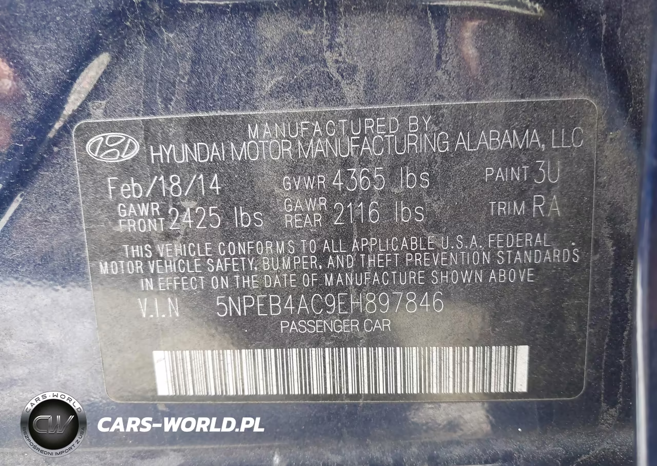 2014 Hyundai Sonata Gls VIN:5NPEB4AC9EH897846 - 9