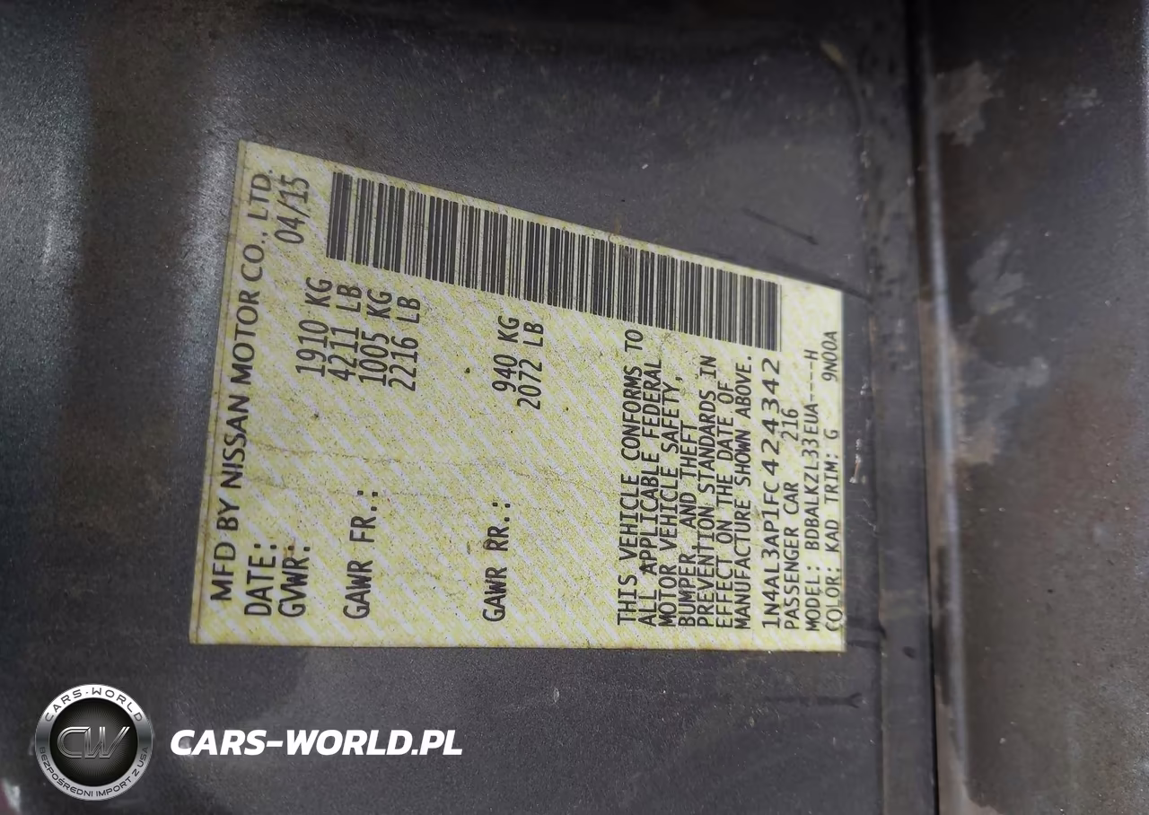 2015 Nissan Altima 2.5 Sv VIN:1N4AL3AP1FC424342 - 9