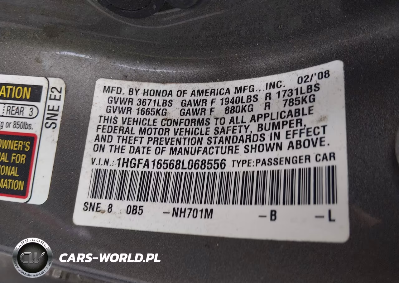 2008 Honda Civic Lx VIN:1HGFA16568L068556 - 9