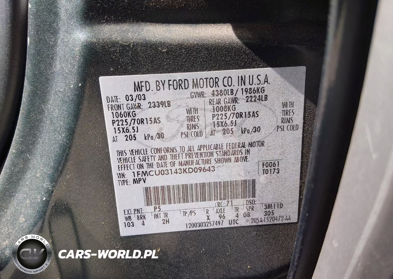 2003 Ford Escape Xlt VIN:1FMCU03143KD09643 - 9