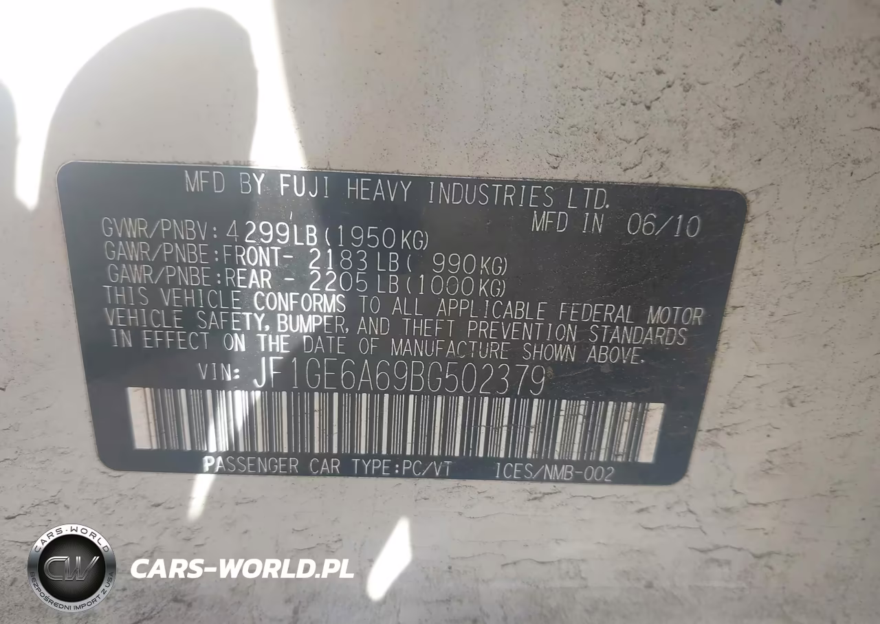 2011 Subaru Impreza 2.5I VIN:JF1GE6A69BG502379 - 9