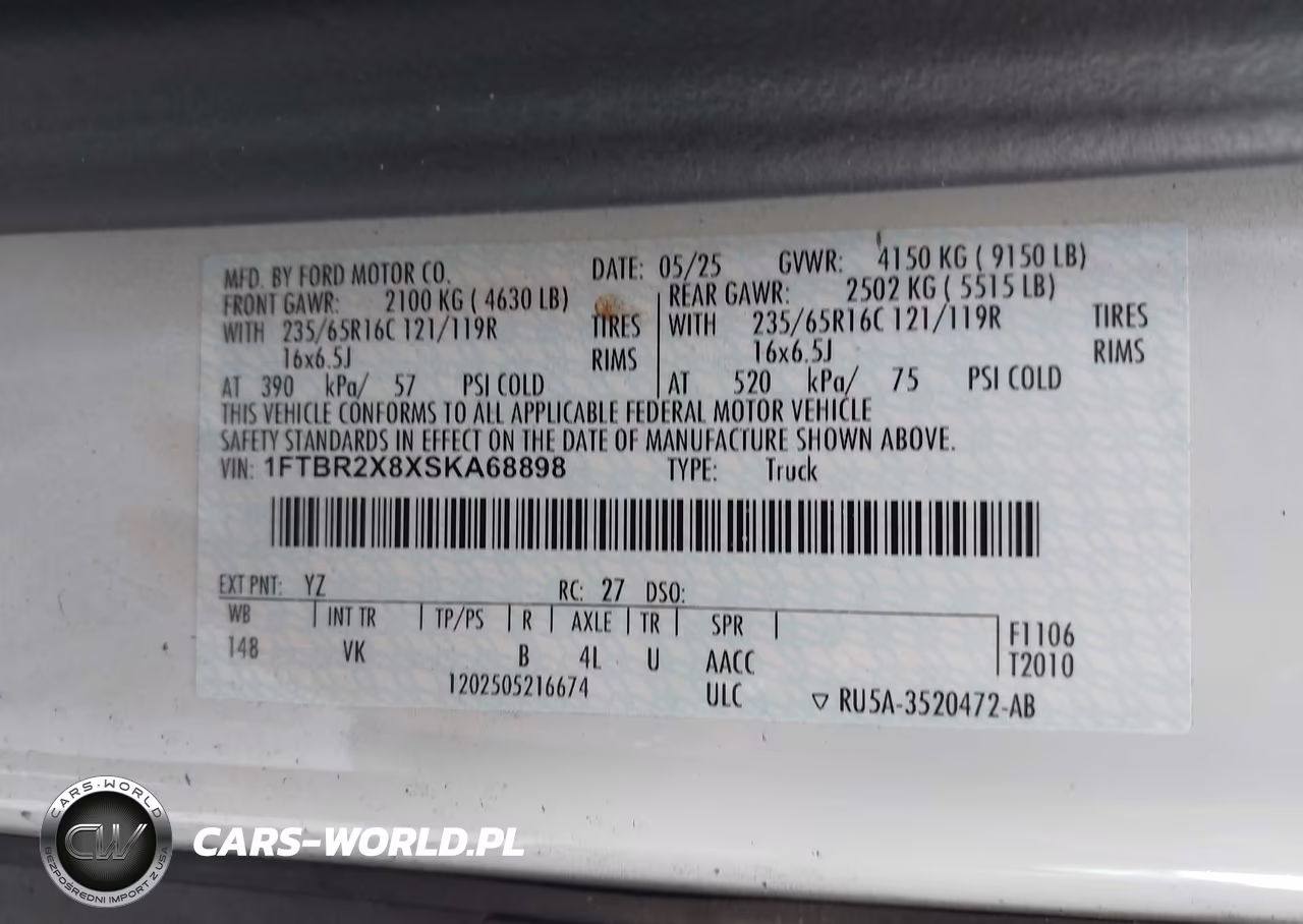 2025 Ford Transit-250 VIN:1FTBR2X8XSKA68898 - 9