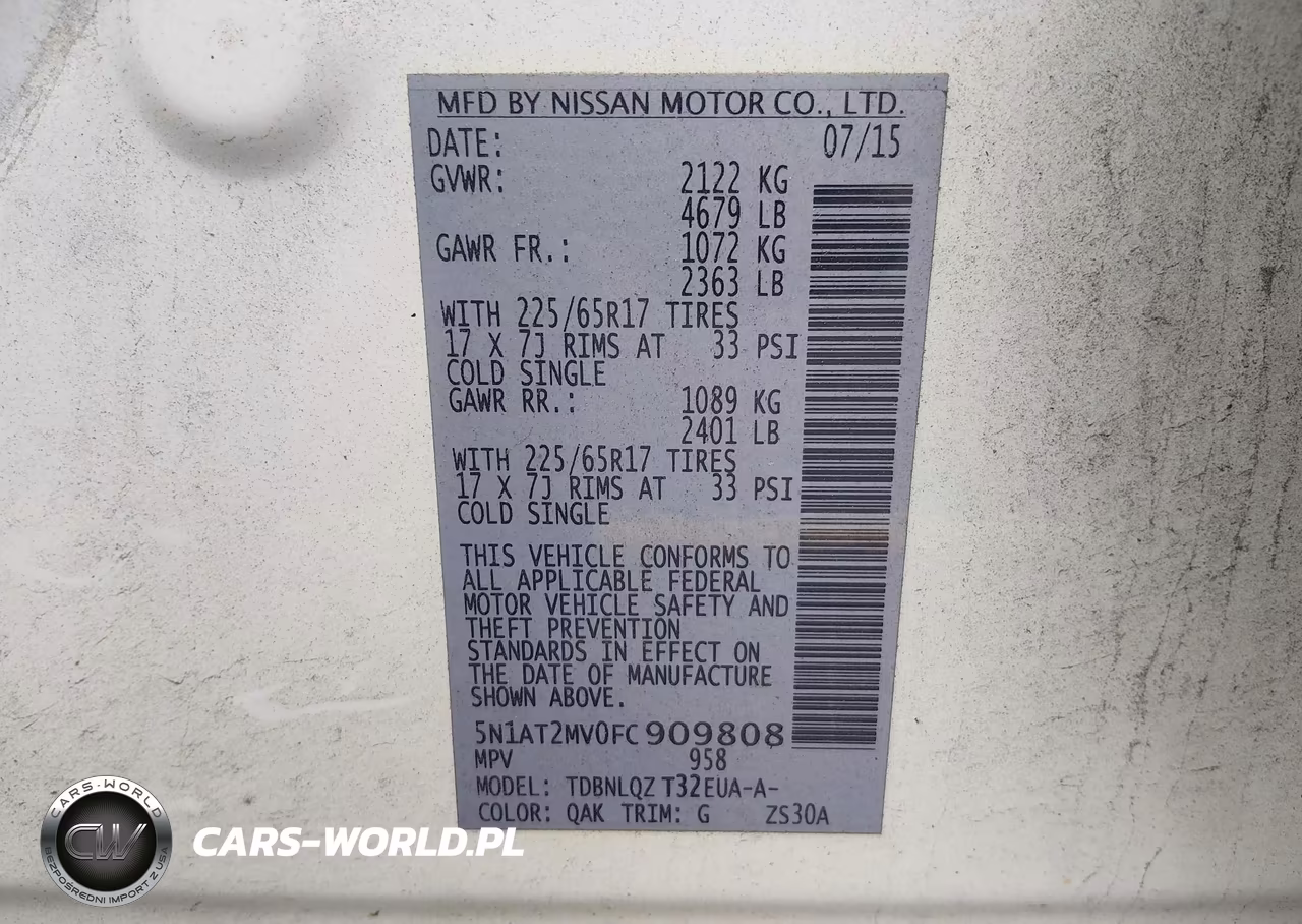 2015 Nissan Rogue Sv VIN:5N1AT2MV0FC909808 - 9