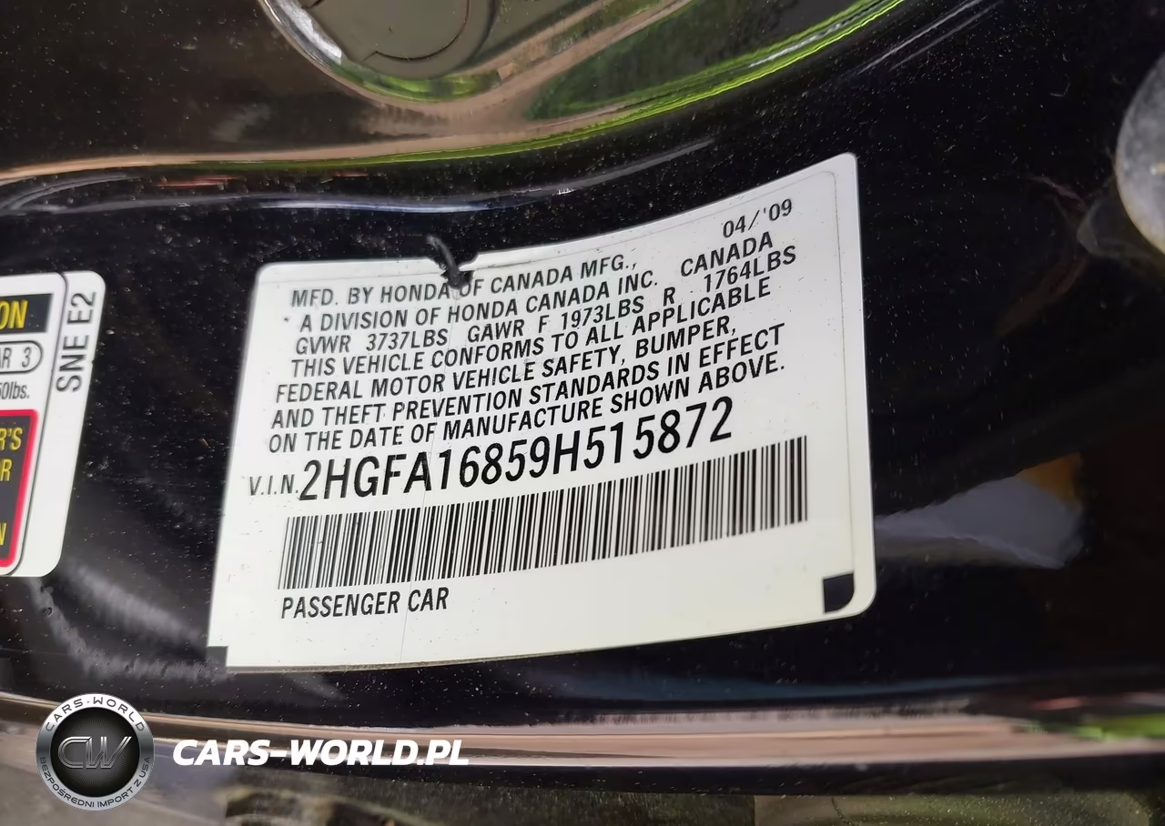2009 Honda Civic Ex VIN:2HGFA16859H515872 - 9