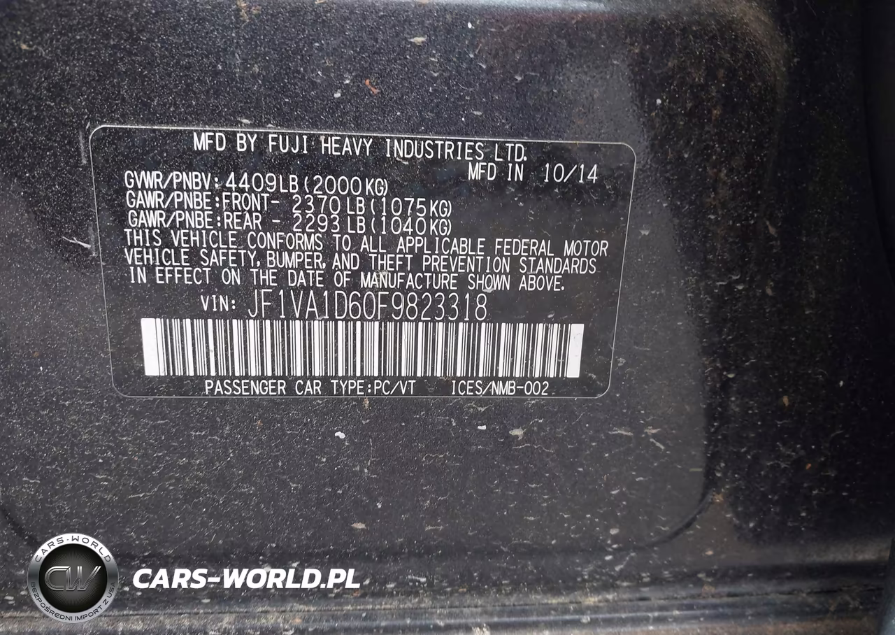 2015 Subaru Wrx Premium VIN:JF1VA1D60F9823318 - 9